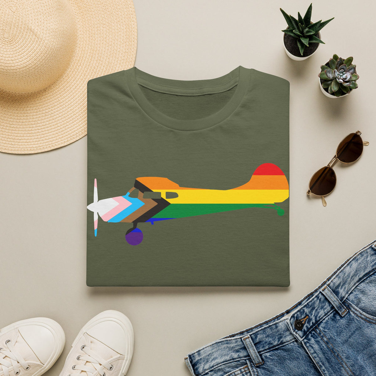 Cessna 170 Progress Pride Airplane Silhouette T-Shirt