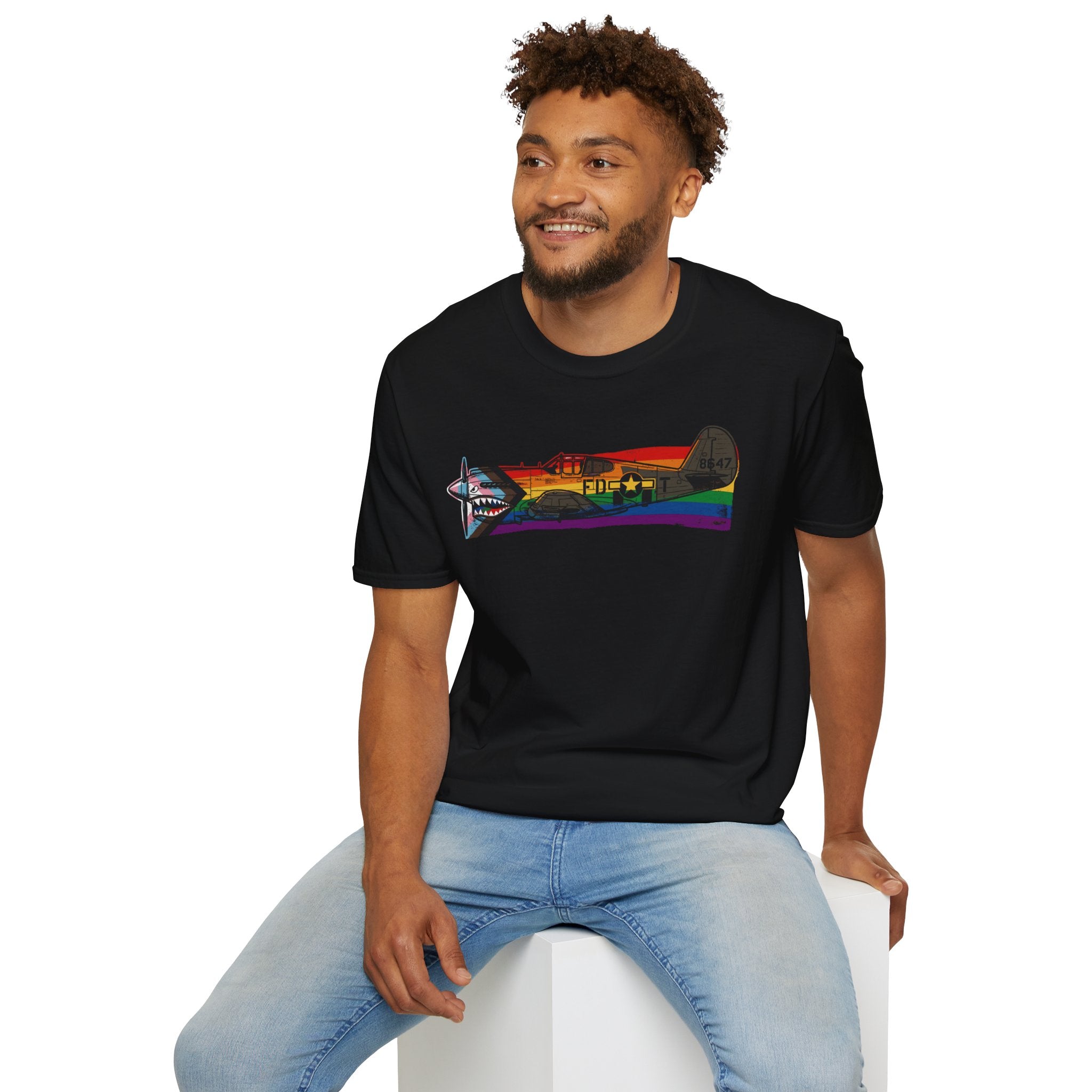 P-40 Warhawk Progress Pride Vintage Warbird T-Shirt