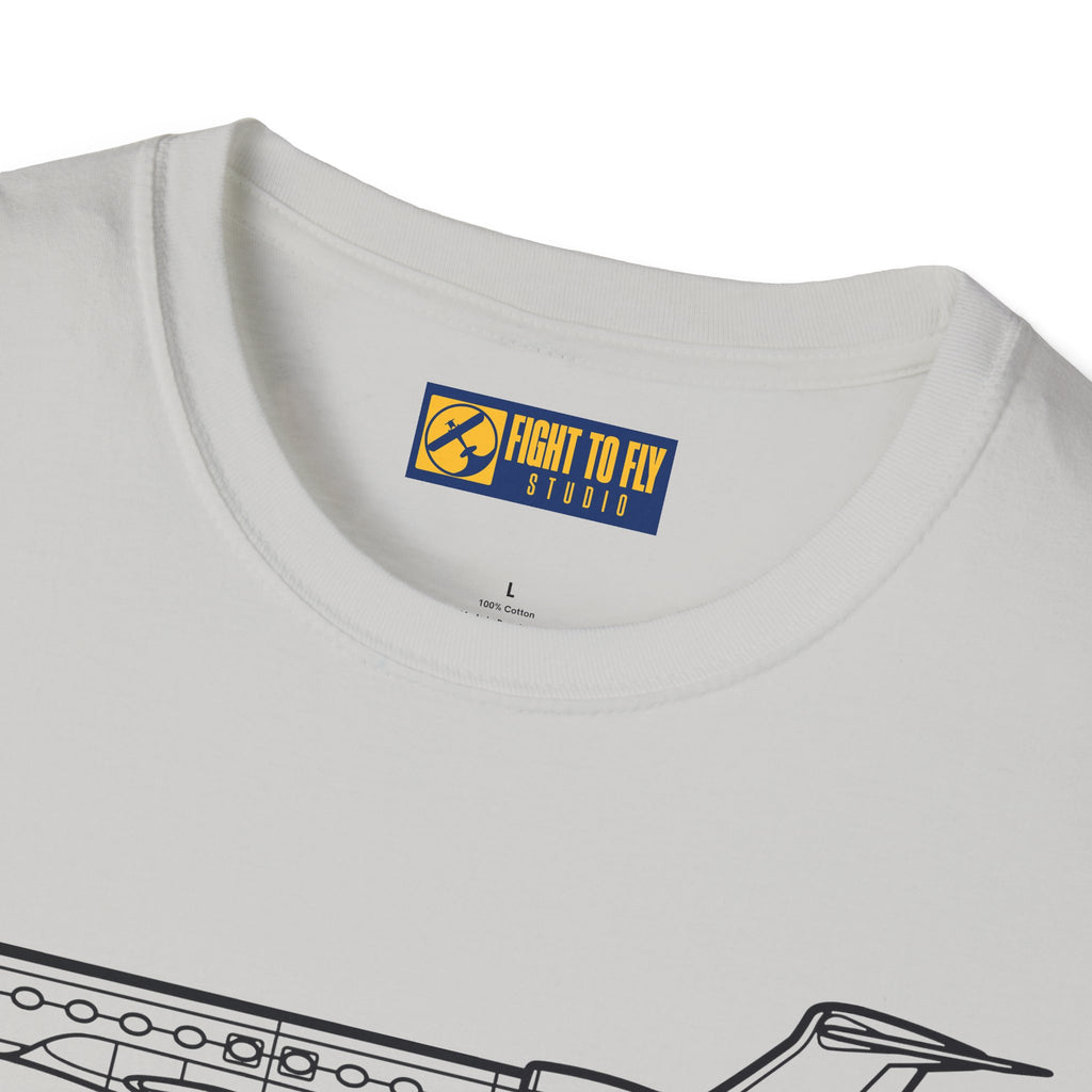 G650 T-Shirt – Gulfstream G650 Private Jet Side Profile Aviation Tee