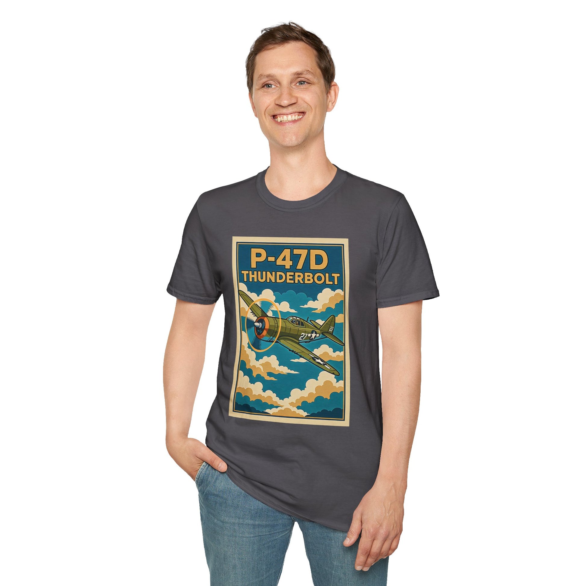 P-47D Premium T-Shirt – Thunderbolt WWII Fighter Full Graphic Aviation Tee - Pilot gifts - warbird t-shirt