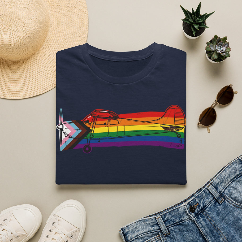 Title Cessna 170 Progress Pride Vintage Airplane Ribbo T-Shirt