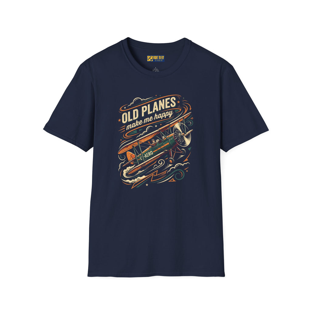Old Planes Make Me Happy Vintage Aviation Tee