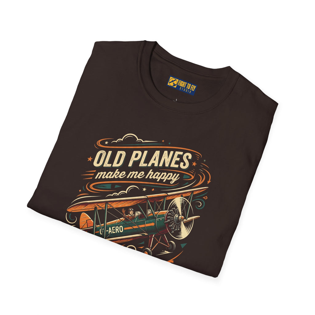Old Planes Make Me Happy Vintage Aviation Tee