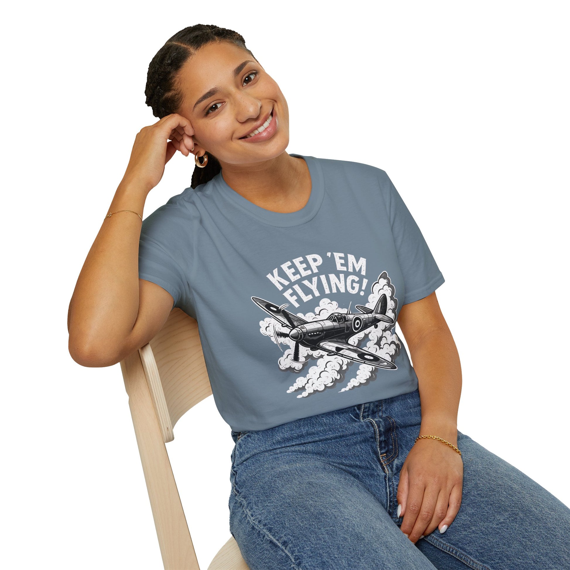 Spitfire Premium T-Shirt – “Keep ’Em Flying!” WWII British Fighter Graphic Tee - Pilot gifts - warbird t-shirt