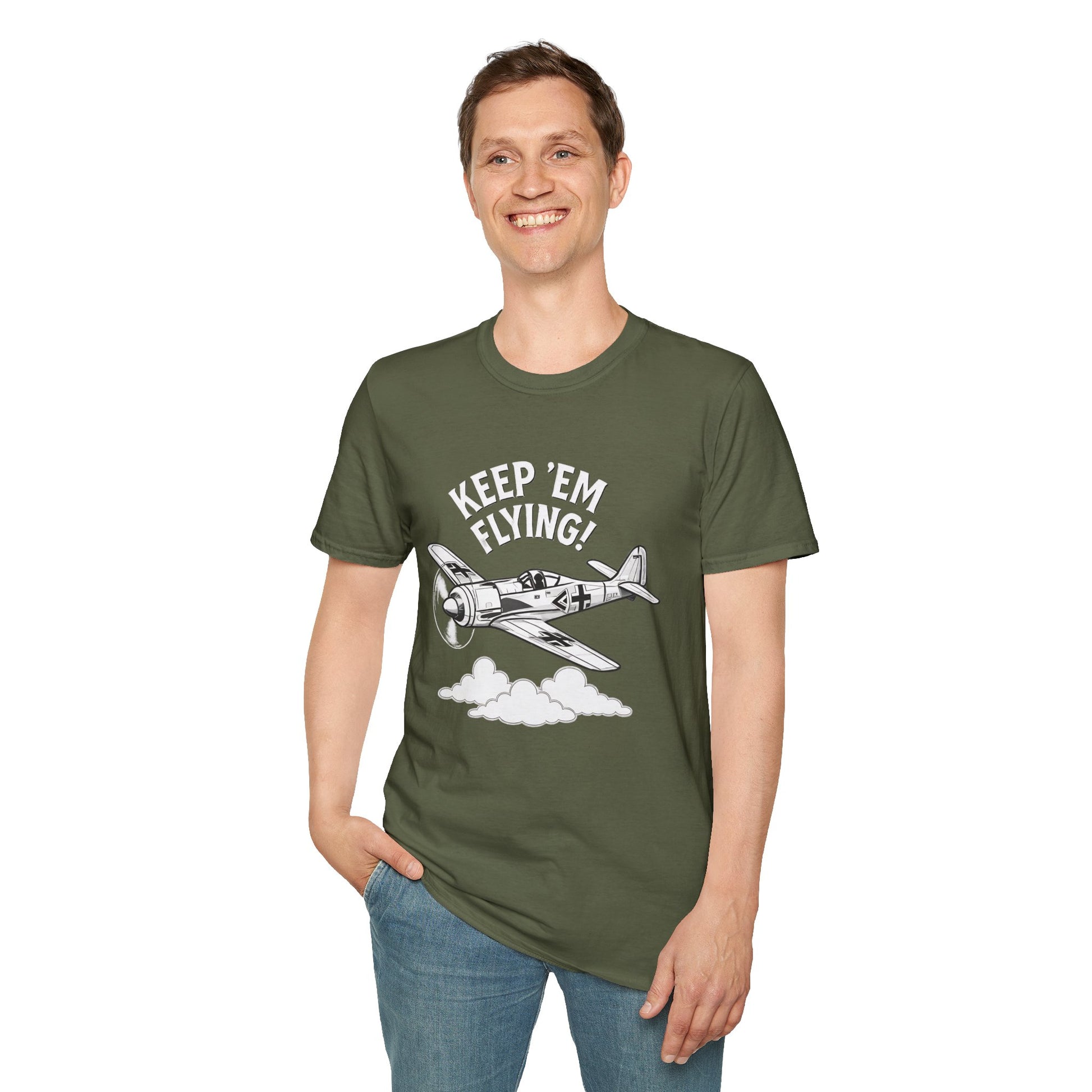Fw 190 Premium T-Shirt – “Keep ’Em Flying!” WWII Fighter Graphic Tee - Pilot gifts - warbird t-shirt