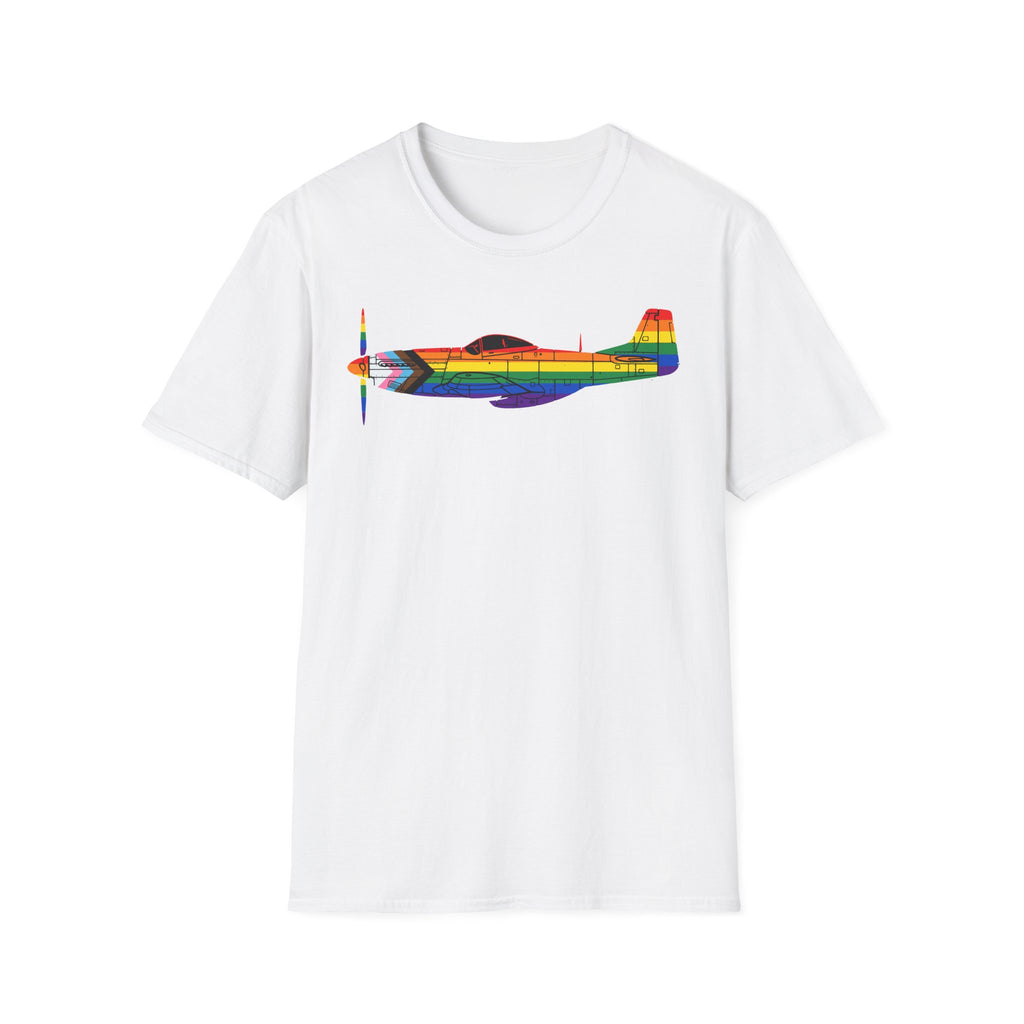 P-51 Mustang Progress Pride Airplane Silhouette T-Shirt