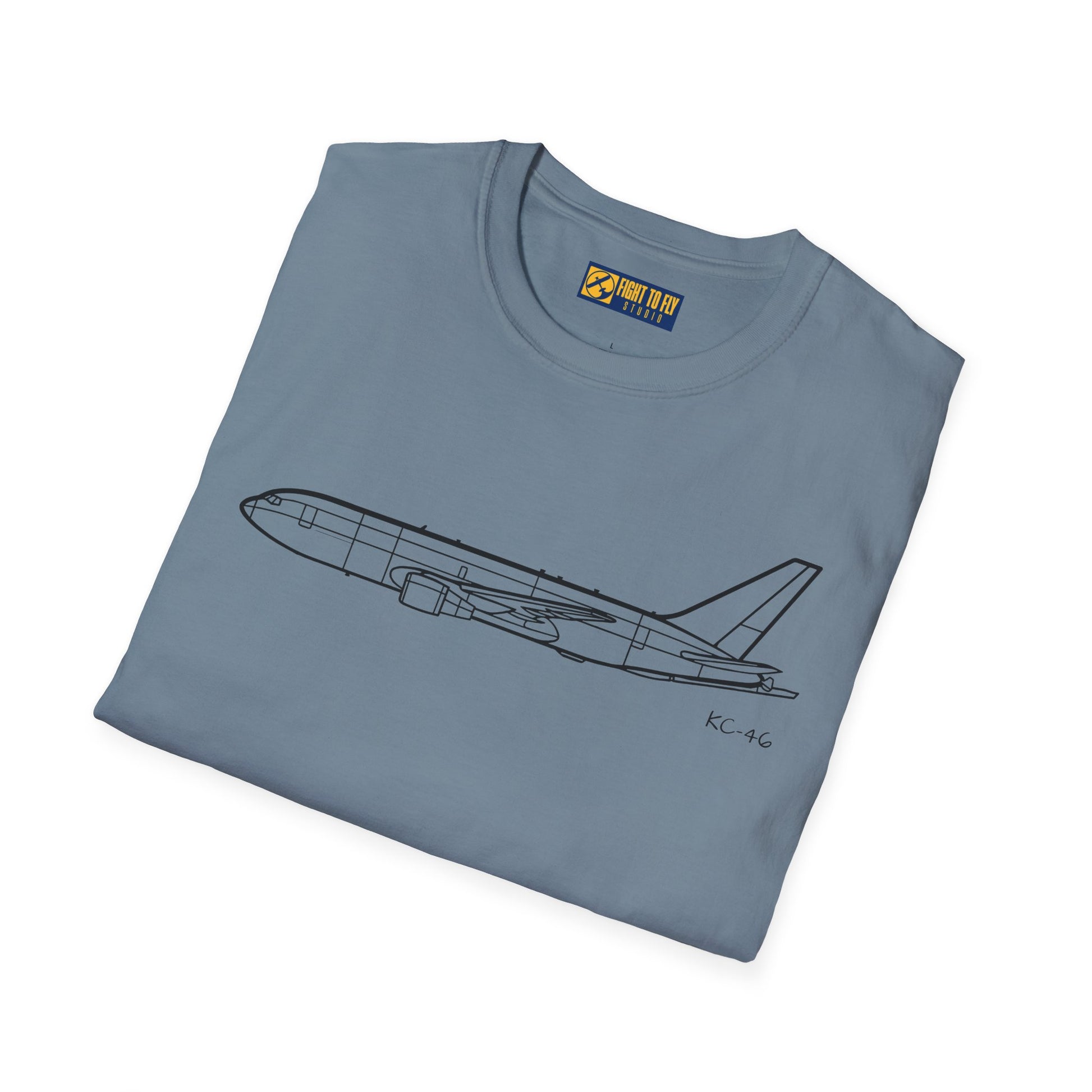 KC-46 T-Shirt – KC-46 Pegasus Tanker Aircraft Side Profile Aviation Tee