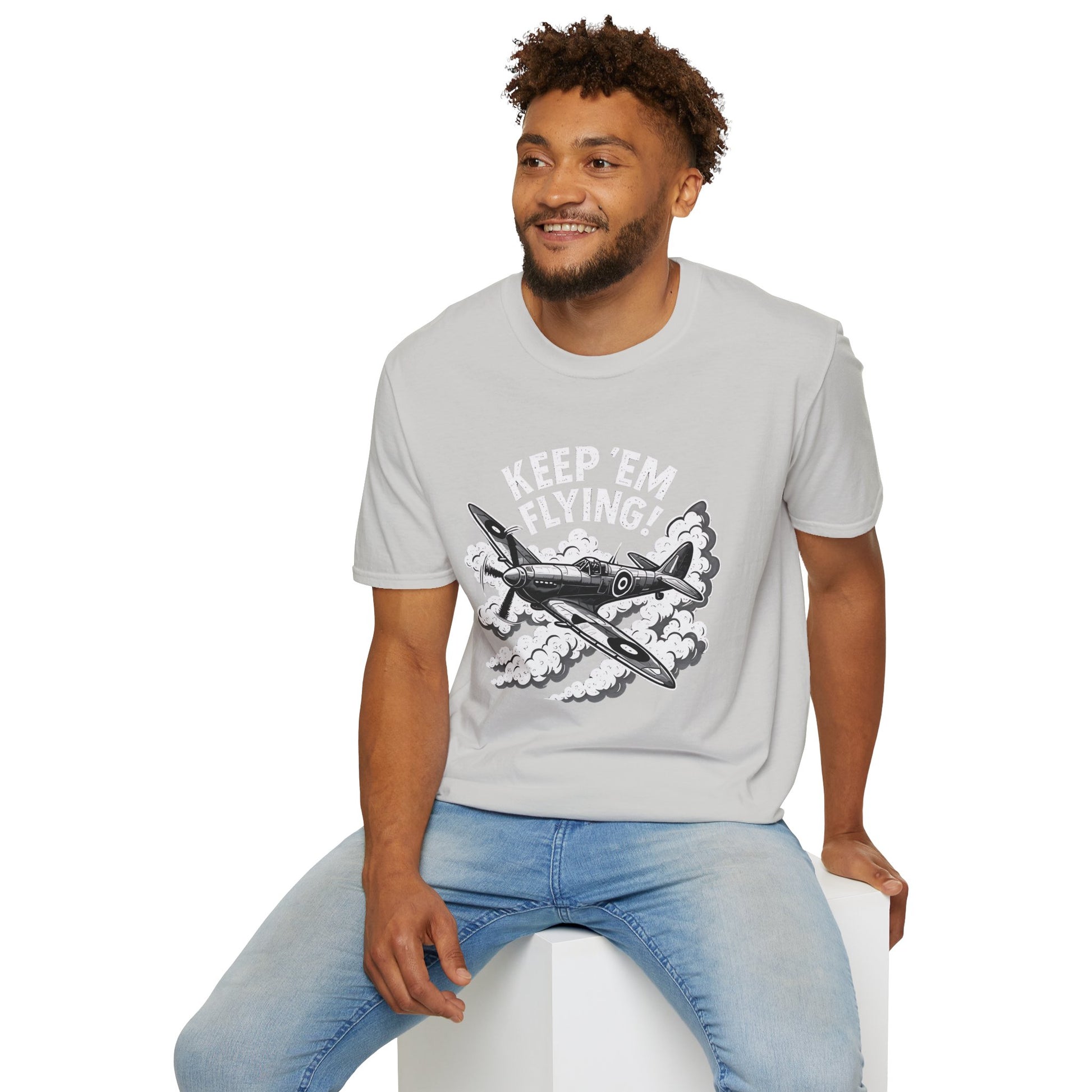 Spitfire Premium T-Shirt – “Keep ’Em Flying!” WWII British Fighter Graphic Tee - Pilot gifts - warbird t-shirt