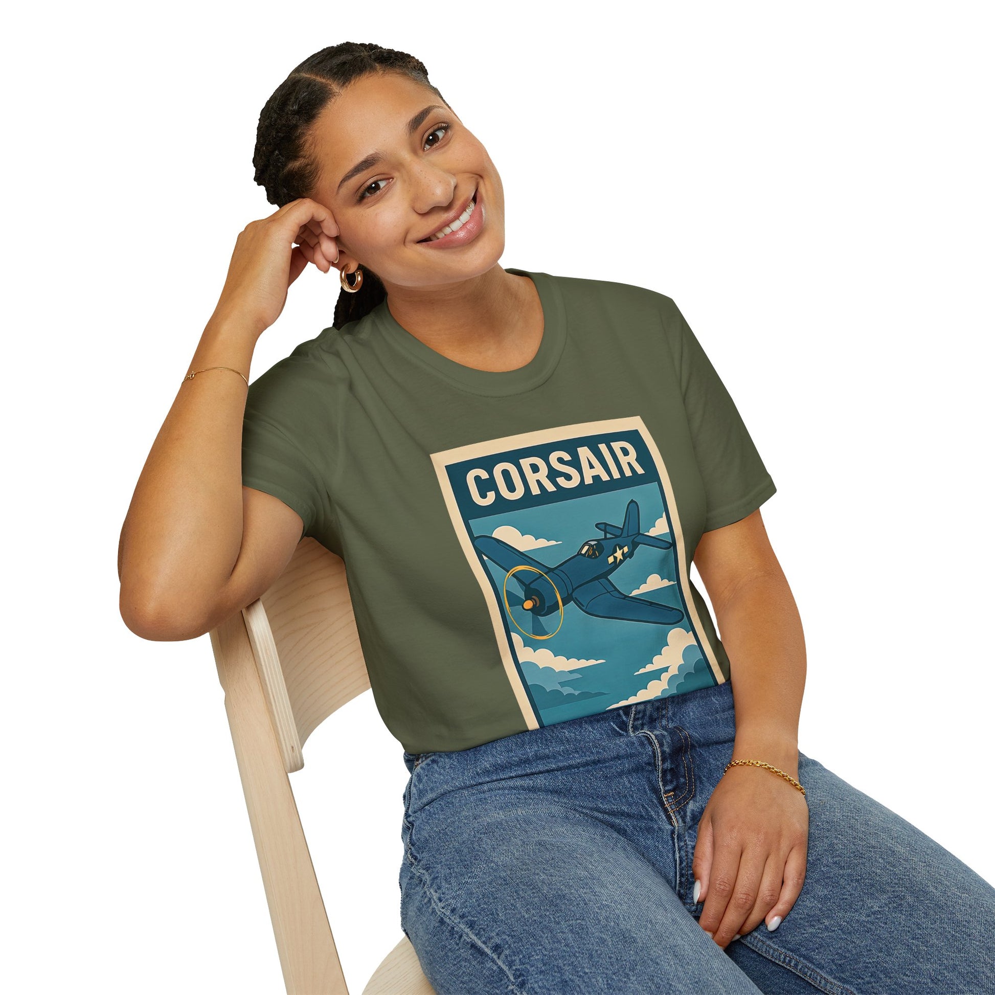 F4U Corsair Premium T-Shirt – Bent-Wing Fighter Full Graphic WWII Aviation Tee - Pilot gifts - warbird t-shirt