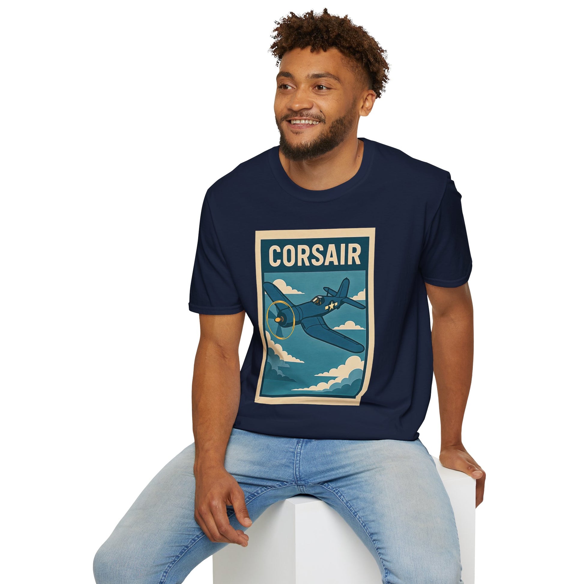 F4U Corsair Premium T-Shirt – Bent-Wing Fighter Full Graphic WWII Aviation Tee - Pilot gifts - warbird t-shirt
