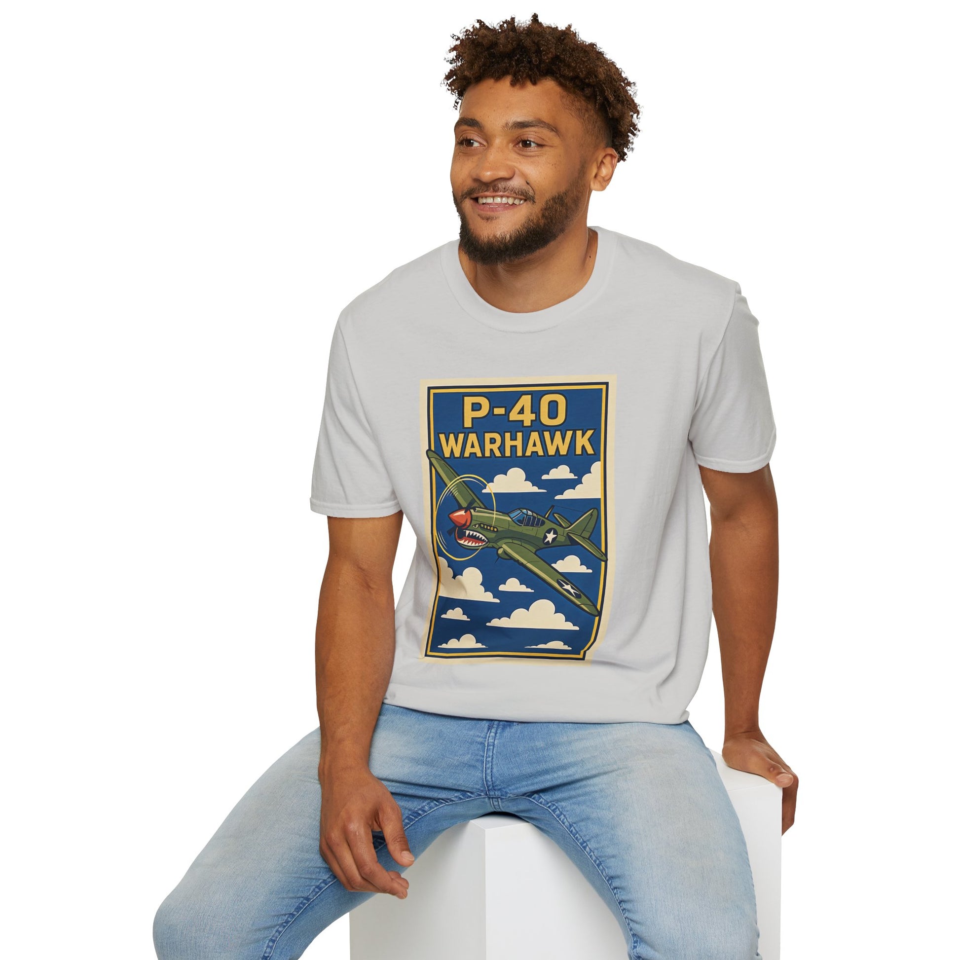 P-40 Premium T-Shirt – Iconic WWII Fighter Full Graphic Aviation Tee - Pilot gifts - warbird t-shirt