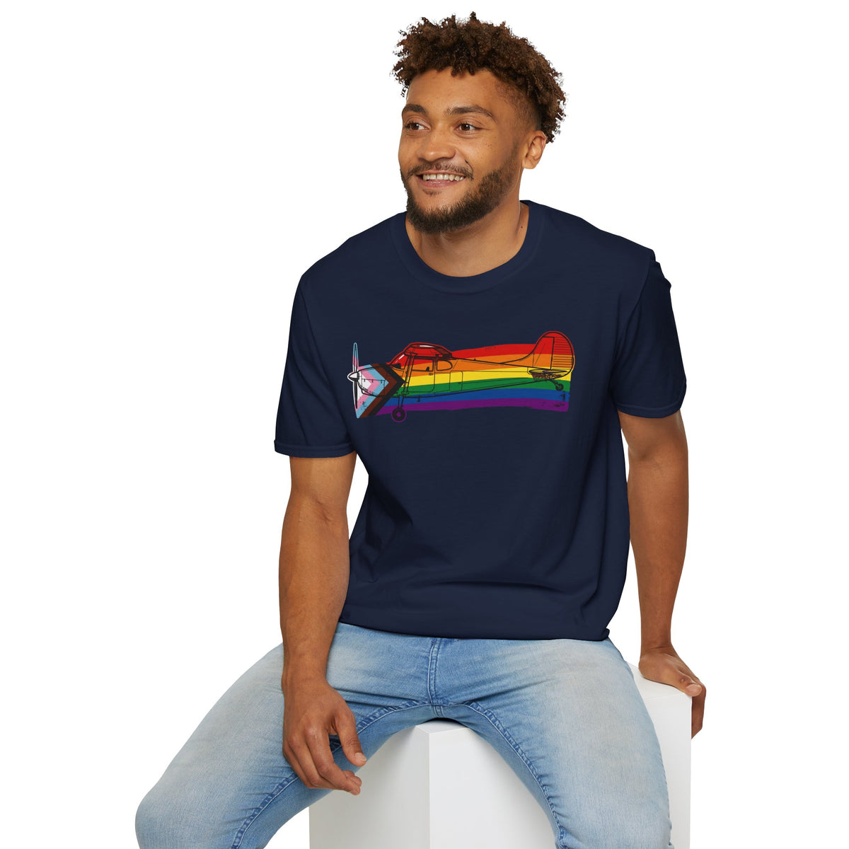 Title Cessna 170 Progress Pride Vintage Airplane Ribbo T-Shirt