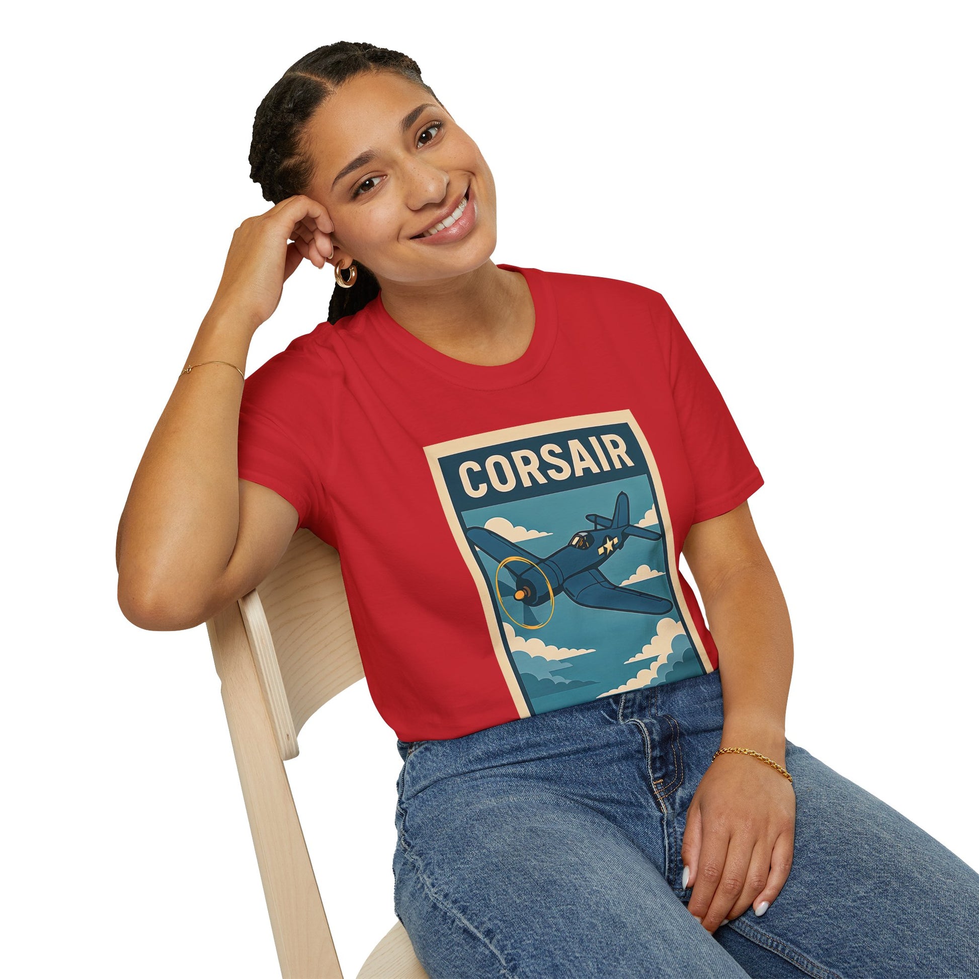 F4U Corsair Premium T-Shirt – Bent-Wing Fighter Full Graphic WWII Aviation Tee - Pilot gifts - warbird t-shirt