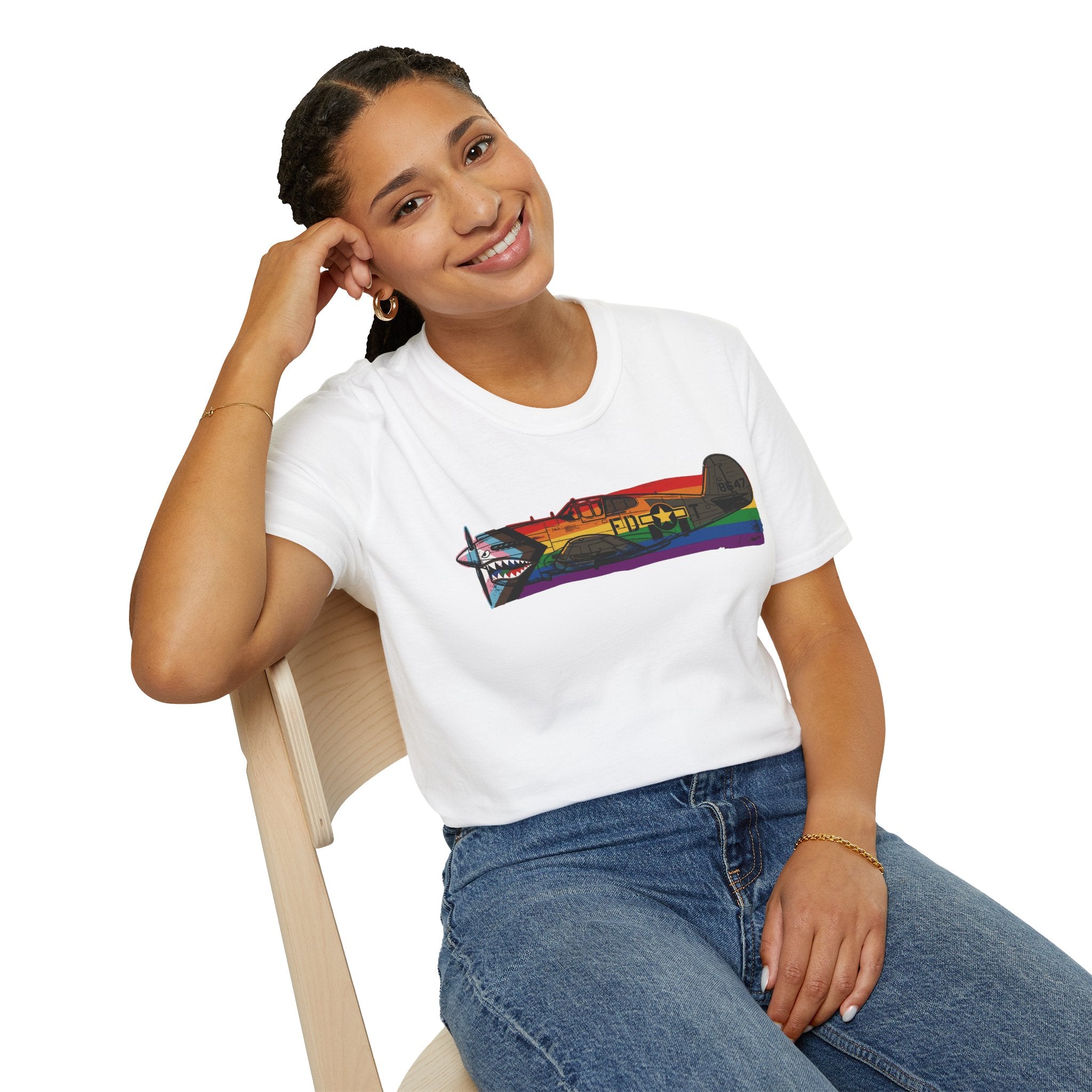 P-40 Warhawk Progress Pride Vintage Warbird T-Shirt