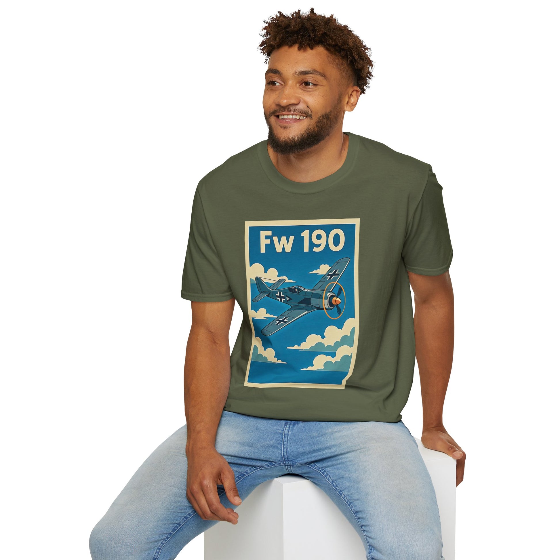 Fw 190 Premium T-Shirt – Focke-Wulf Fighter Full Graphic WWII Aviation Tee - Pilot gifts - warbird t-shirt