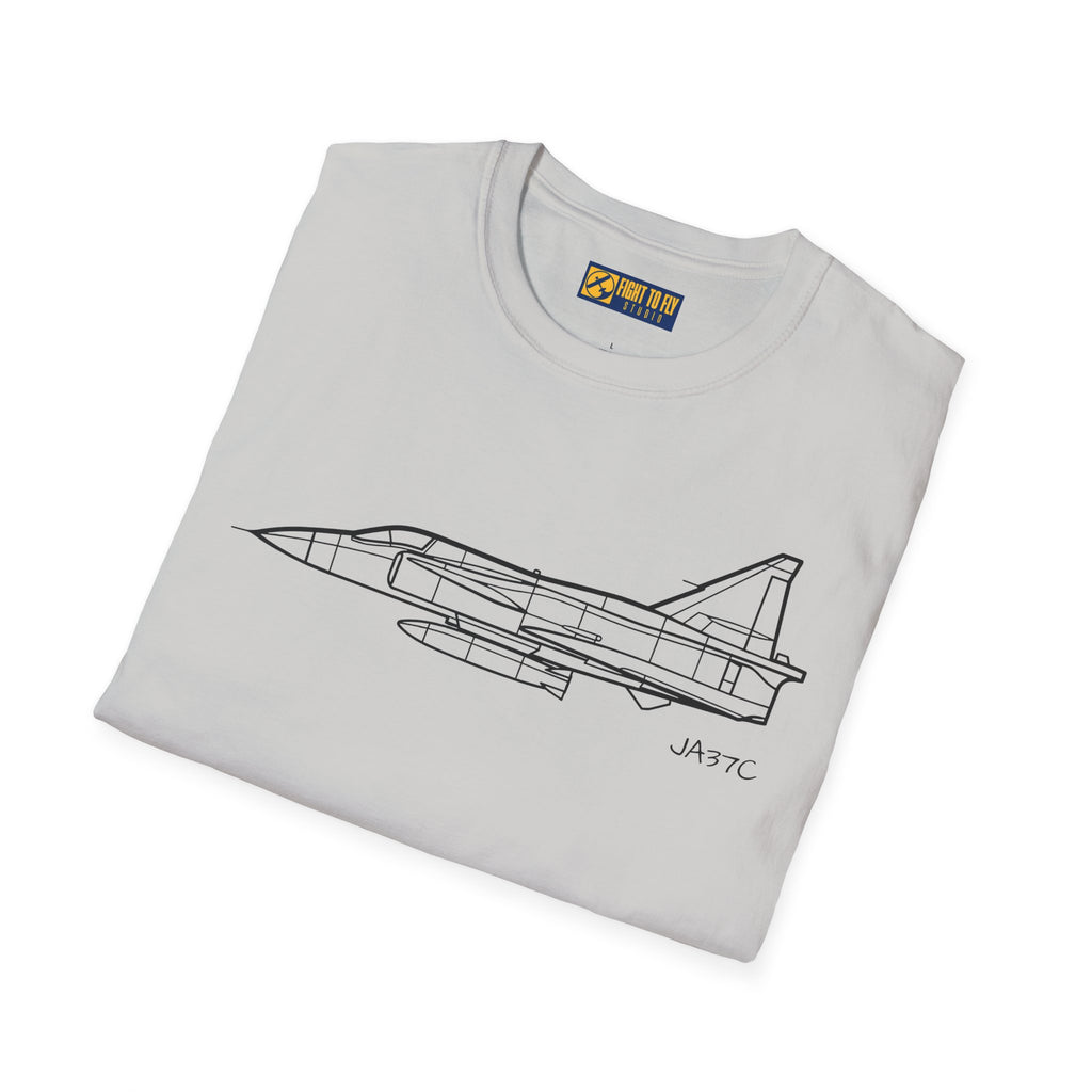 JA37C T-Shirt – JA37C Cold War Fighter Jet Side Profile Aviation Tee