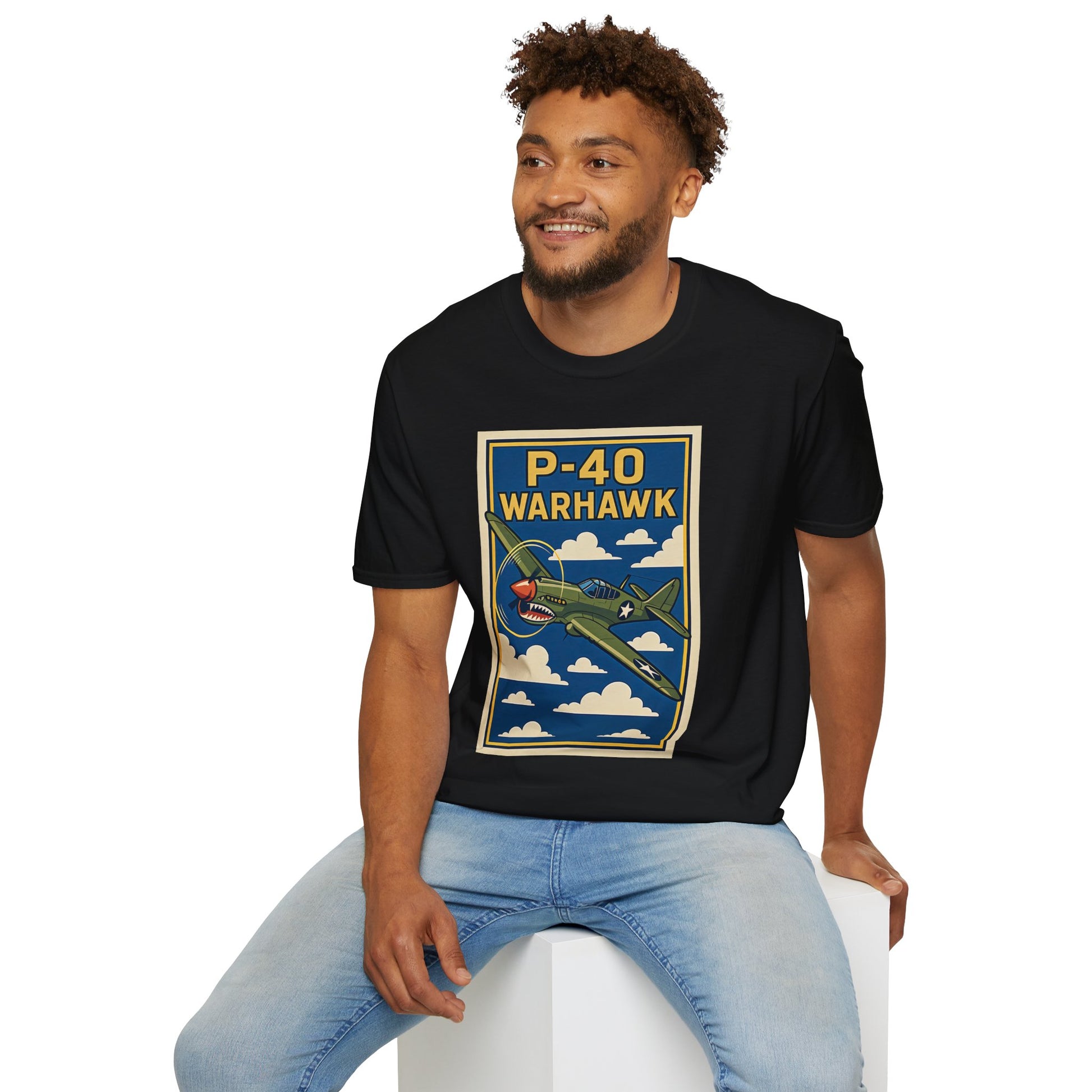 P-40 Premium T-Shirt – Iconic WWII Fighter Full Graphic Aviation Tee - Pilot gifts - warbird t-shirt
