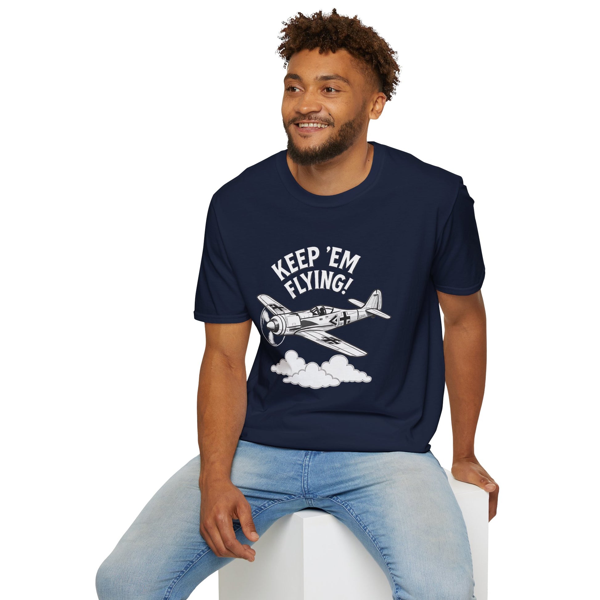Fw 190 Premium T-Shirt – “Keep ’Em Flying!” WWII Fighter Graphic Tee - Pilot gifts - warbird t-shirt