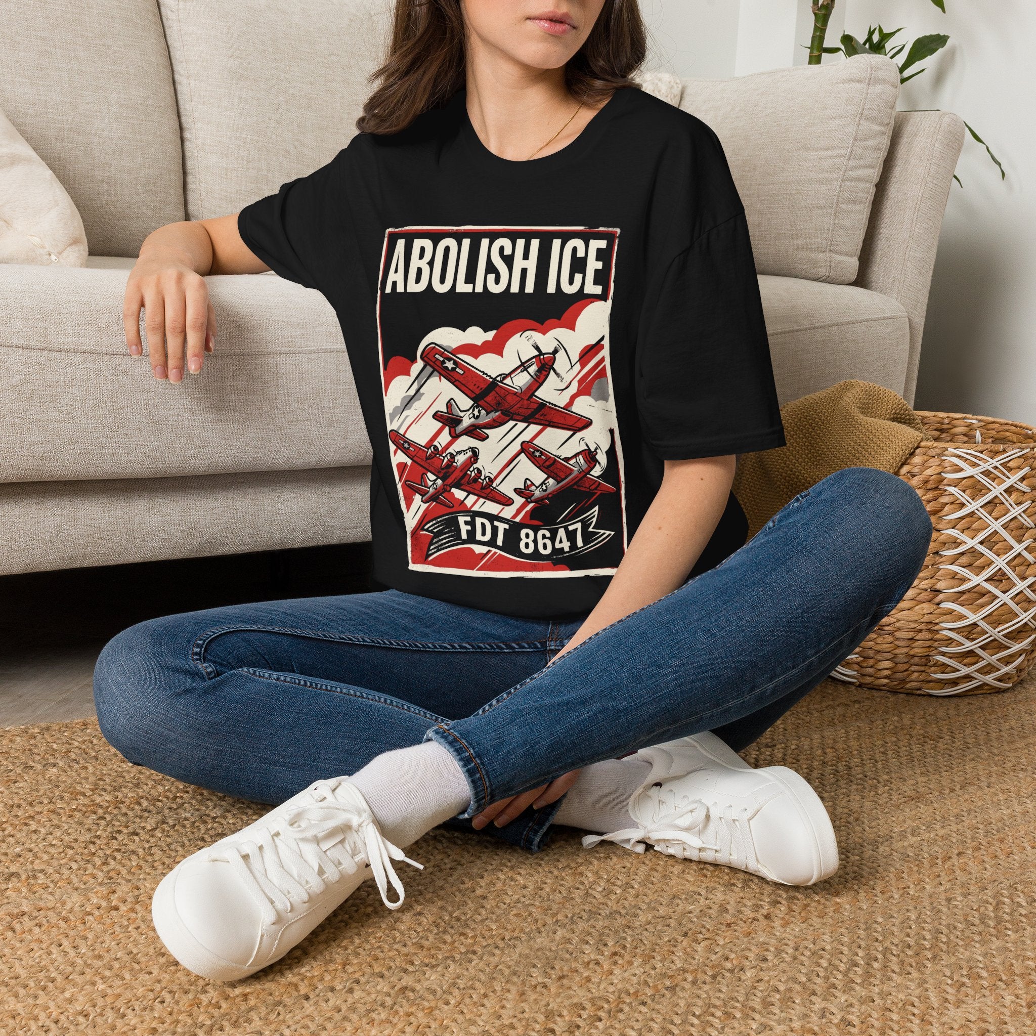 Abolish ICE WWII Warbirds Red Skies T-Shirt