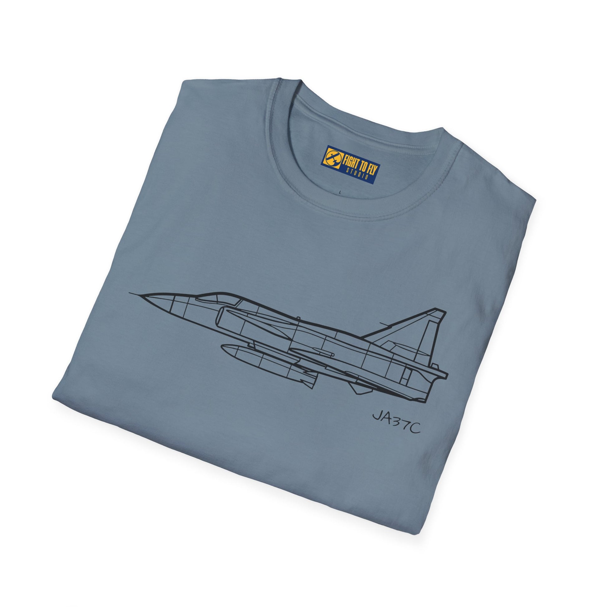 JA37C T-Shirt – JA37C Cold War Fighter Jet Side Profile Aviation Tee
