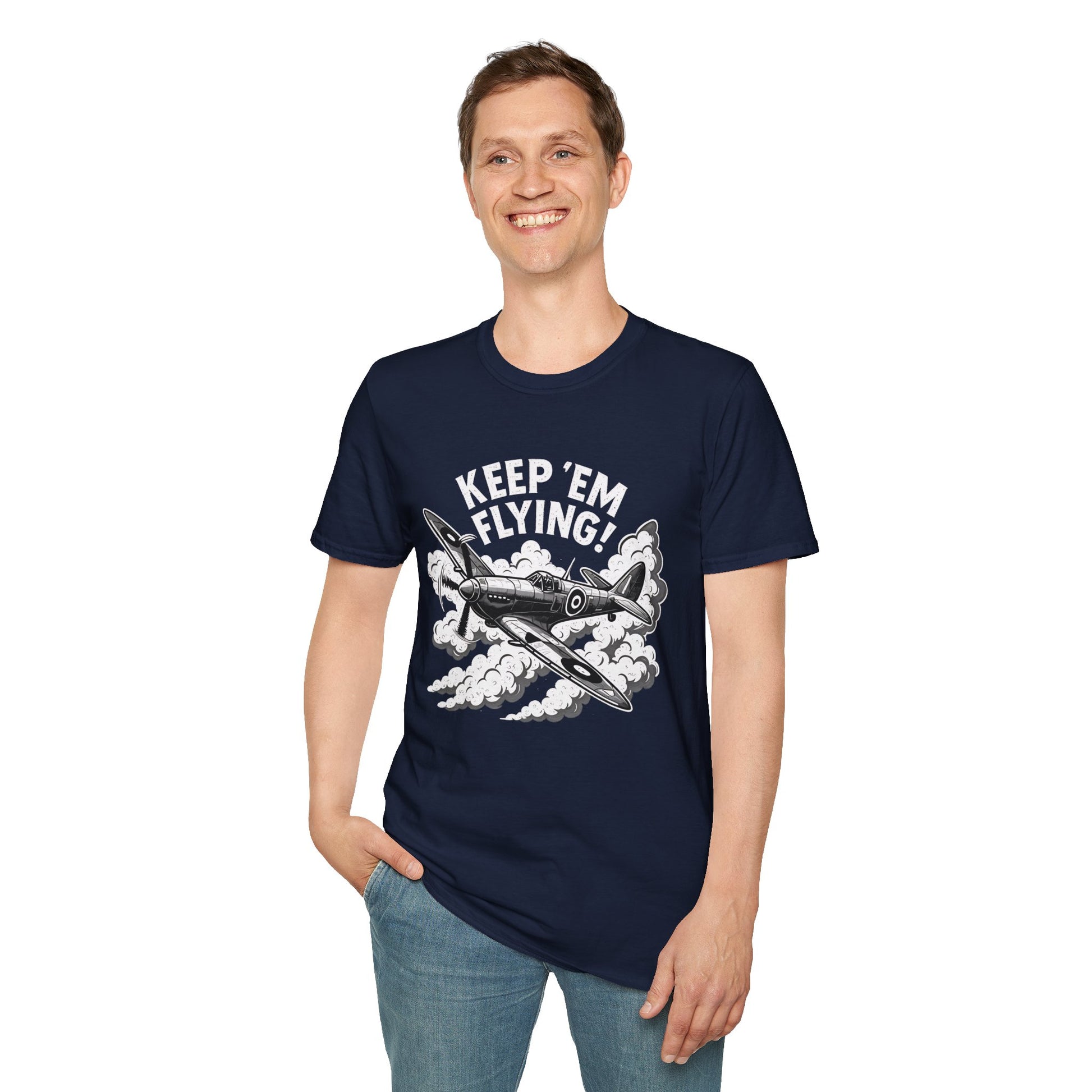 Spitfire Premium T-Shirt – “Keep ’Em Flying!” WWII British Fighter Graphic Tee - Pilot gifts - warbird t-shirt