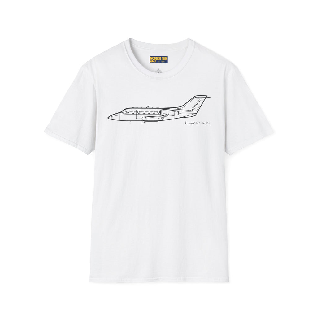 Hawker 400 T-Shirt – Hawker 400 Light Business Jet Side Profile Aviation Tee