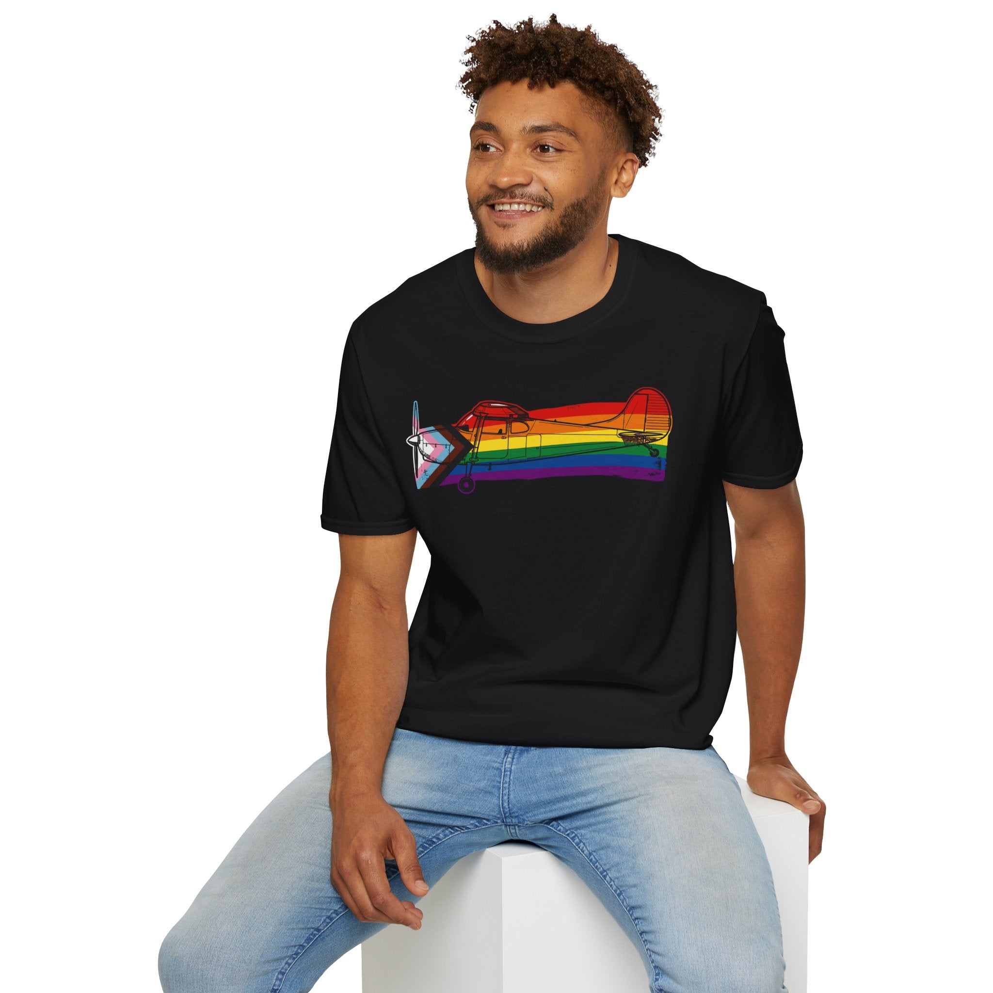 Title Cessna 170 Progress Pride Vintage Airplane Ribbo T-Shirt