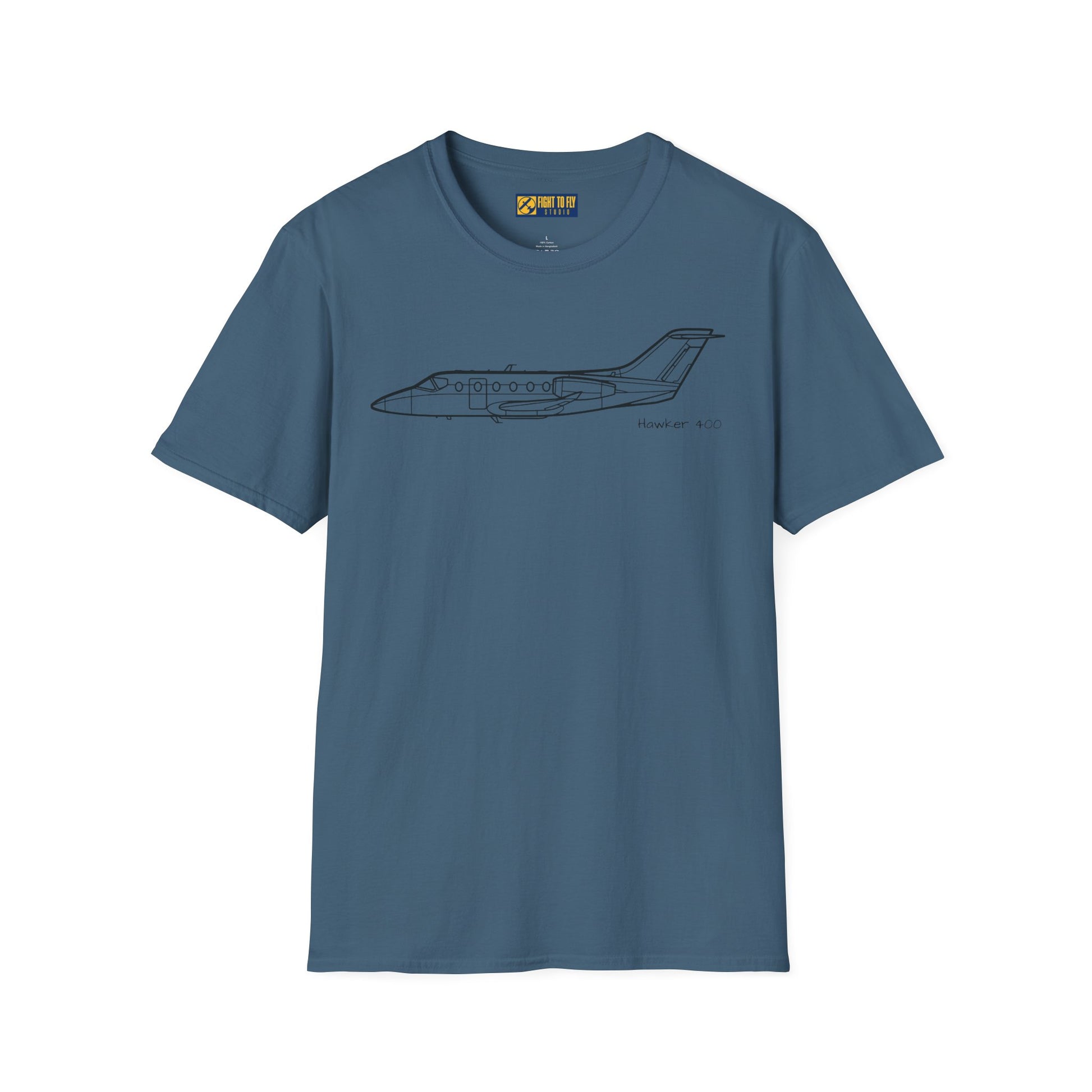 Hawker 400 T-Shirt – Hawker 400 Light Business Jet Side Profile Aviation Tee