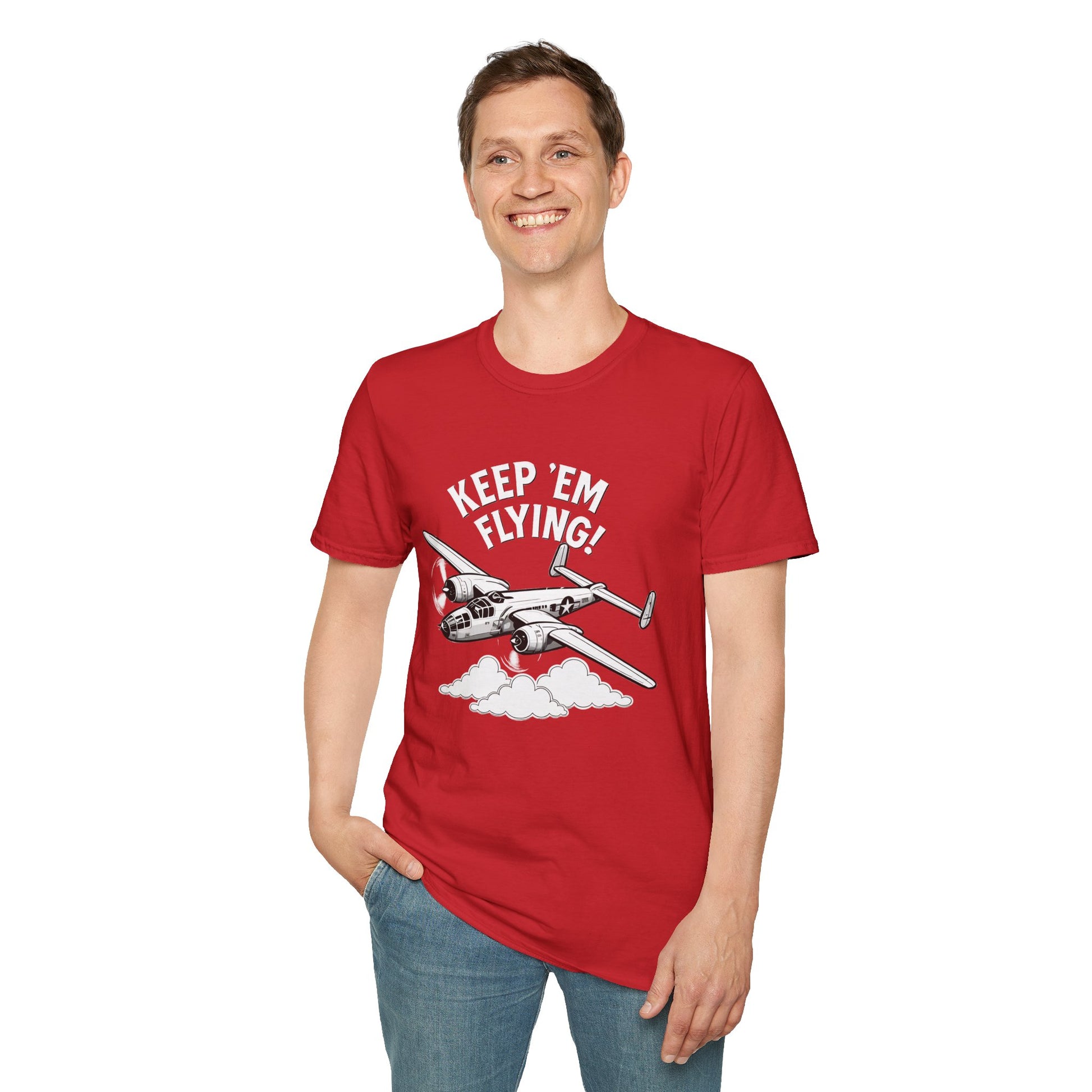 B-25 Premium T-Shirt – “Keep ’Em Flying!” WWII Medium Bomber Graphic Tee - Pilot gifts - warbird t-shirt