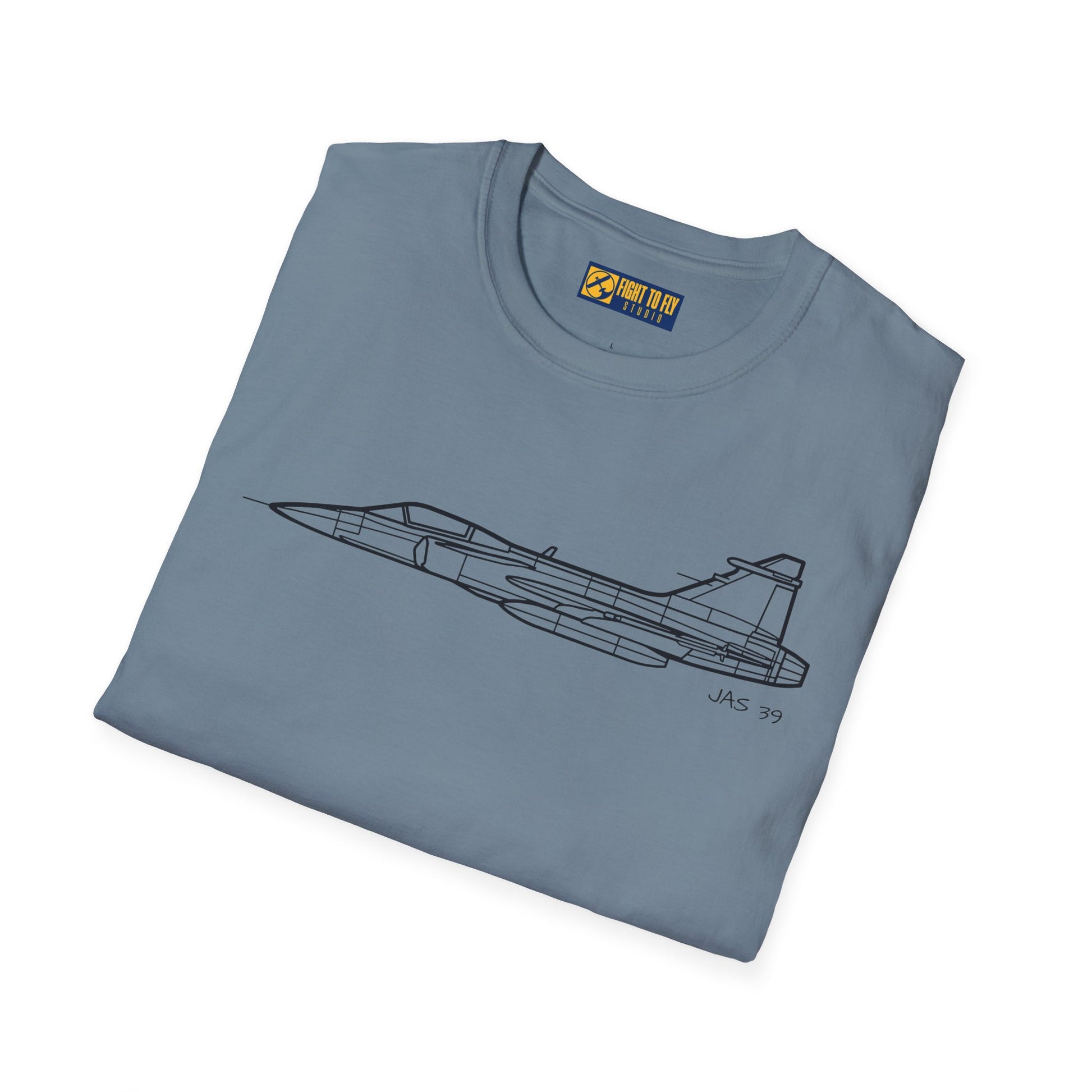 JAS 39 T-Shirt – JAS 39 Multirole Fighter Jet Side Profile Aviation Tee