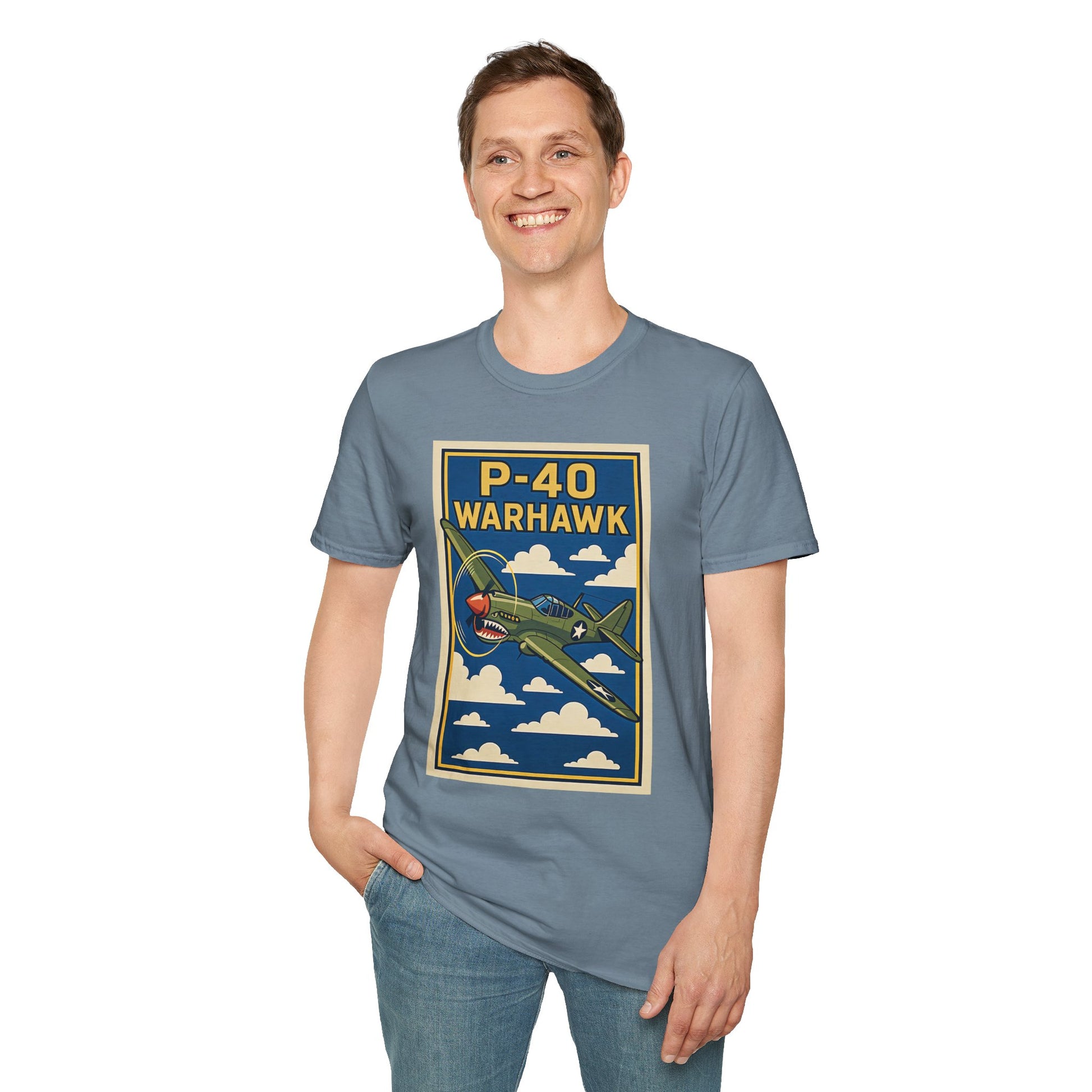 P-40 Premium T-Shirt – Iconic WWII Fighter Full Graphic Aviation Tee - Pilot gifts - warbird t-shirt