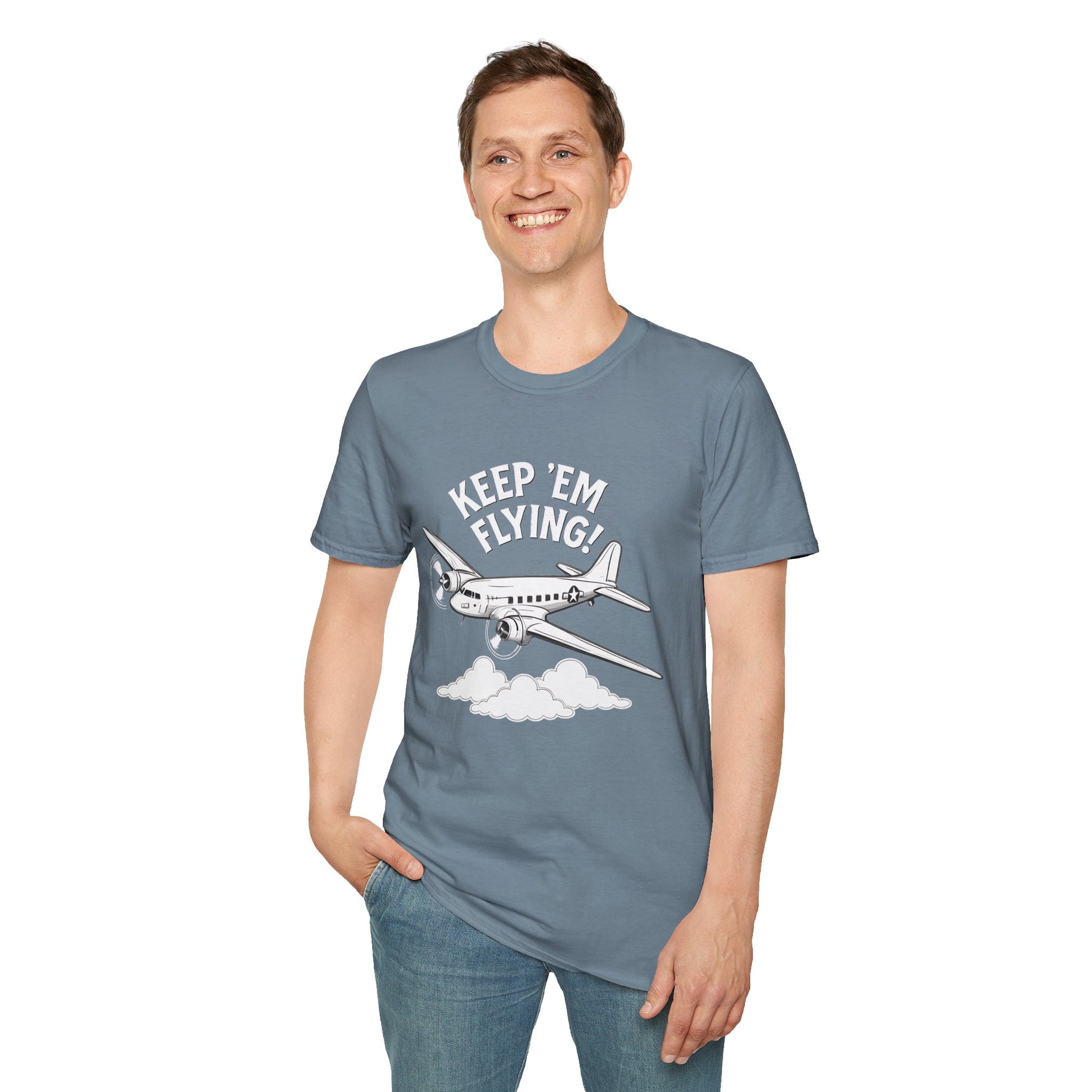 C-47 Premium T-Shirt – “Keep ’Em Flying!” WWII Transport Aircraft Graphic Tee - Pilot gifts - warbird t-shirt