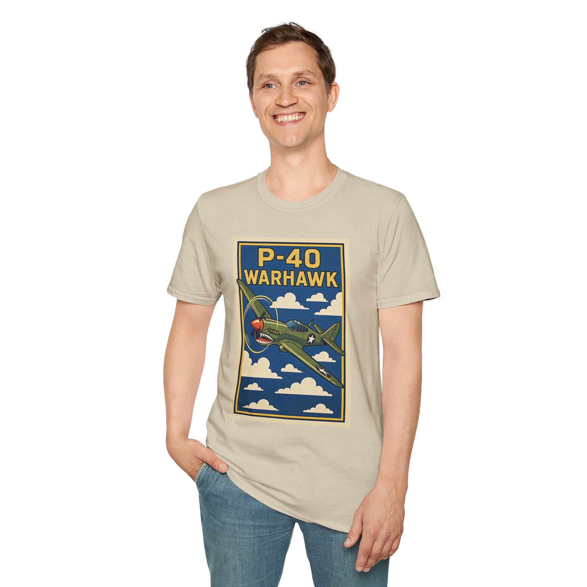 P-40 Premium T-Shirt – Iconic WWII Fighter Full Graphic Aviation Tee - Pilot gifts - warbird t-shirt