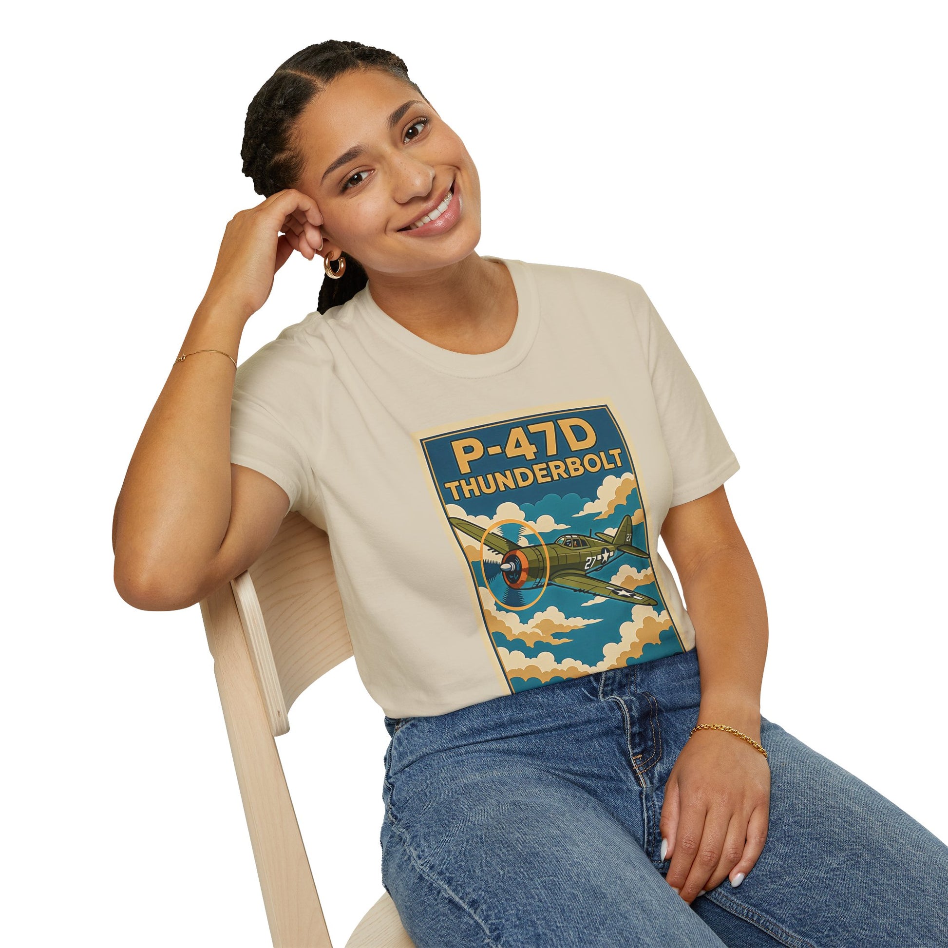 P-47D Premium T-Shirt – Thunderbolt WWII Fighter Full Graphic Aviation Tee - Pilot gifts - warbird t-shirt