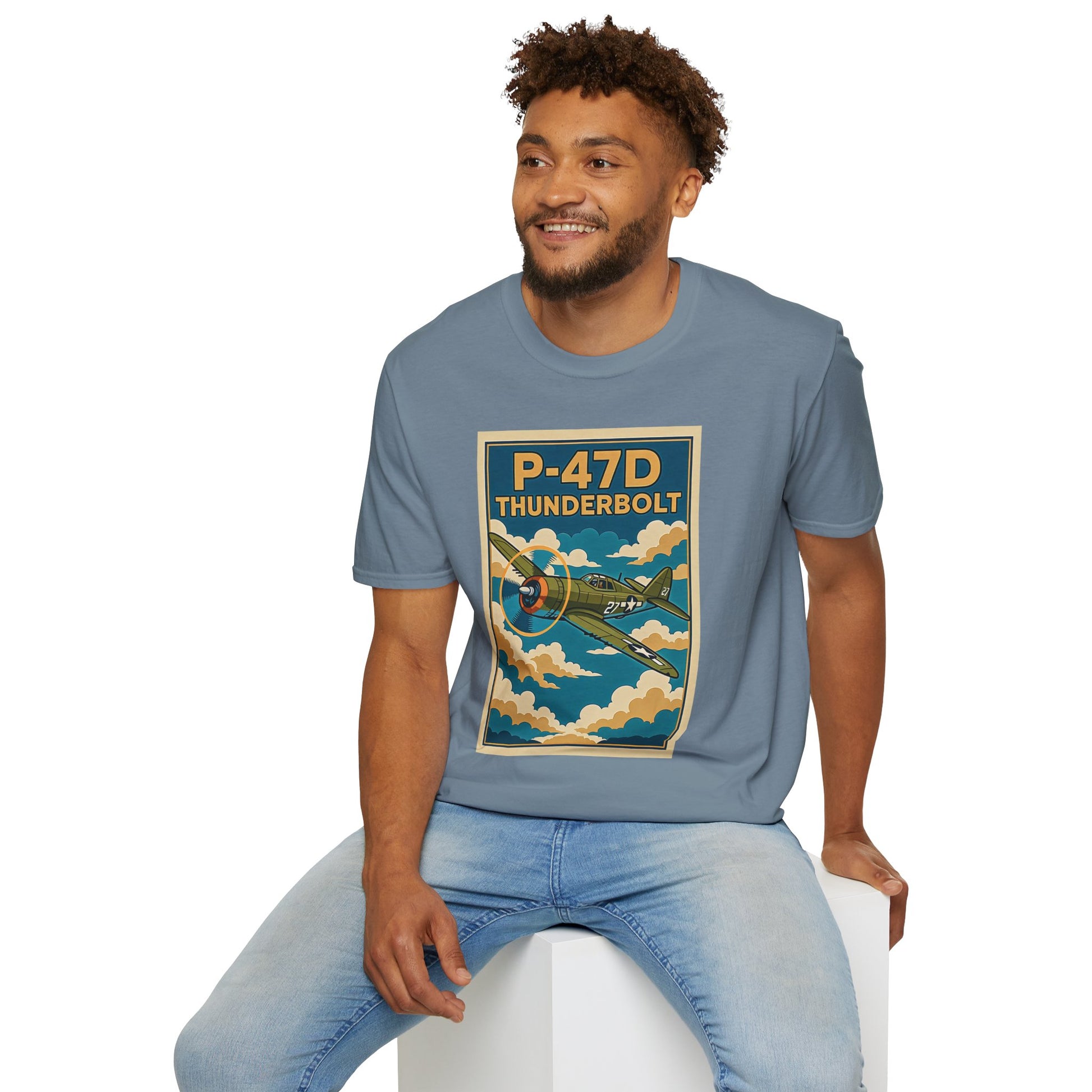 P-47D Premium T-Shirt – Thunderbolt WWII Fighter Full Graphic Aviation Tee - Pilot gifts - warbird t-shirt