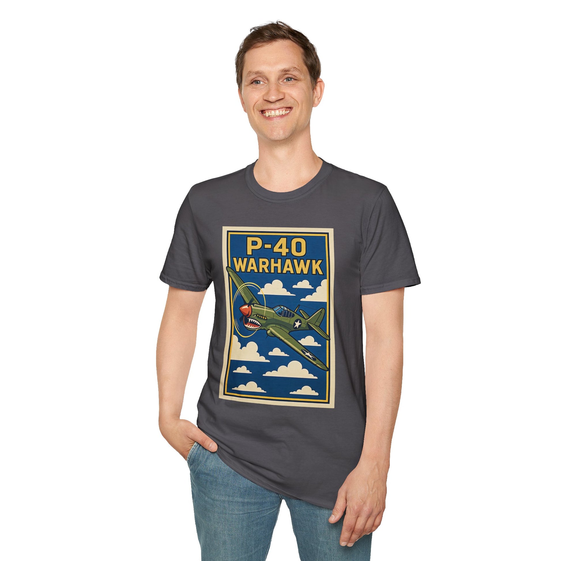 P-40 Premium T-Shirt – Iconic WWII Fighter Full Graphic Aviation Tee - Pilot gifts - warbird t-shirt