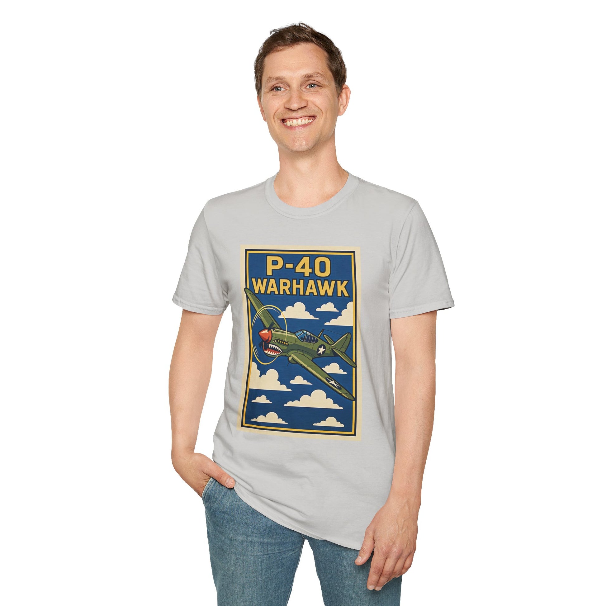 P-40 Premium T-Shirt – Iconic WWII Fighter Full Graphic Aviation Tee - Pilot gifts - warbird t-shirt