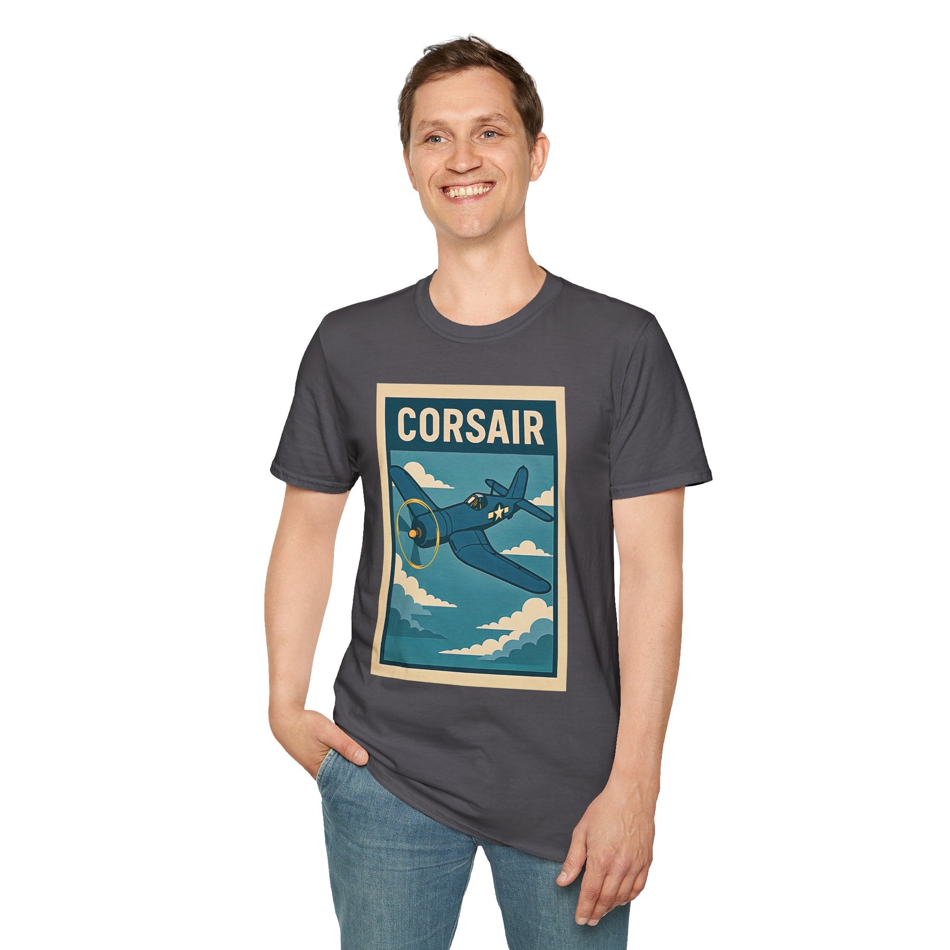 F4U Corsair Premium T-Shirt – Bent-Wing Fighter Full Graphic WWII Aviation Tee - Pilot gifts - warbird t-shirt