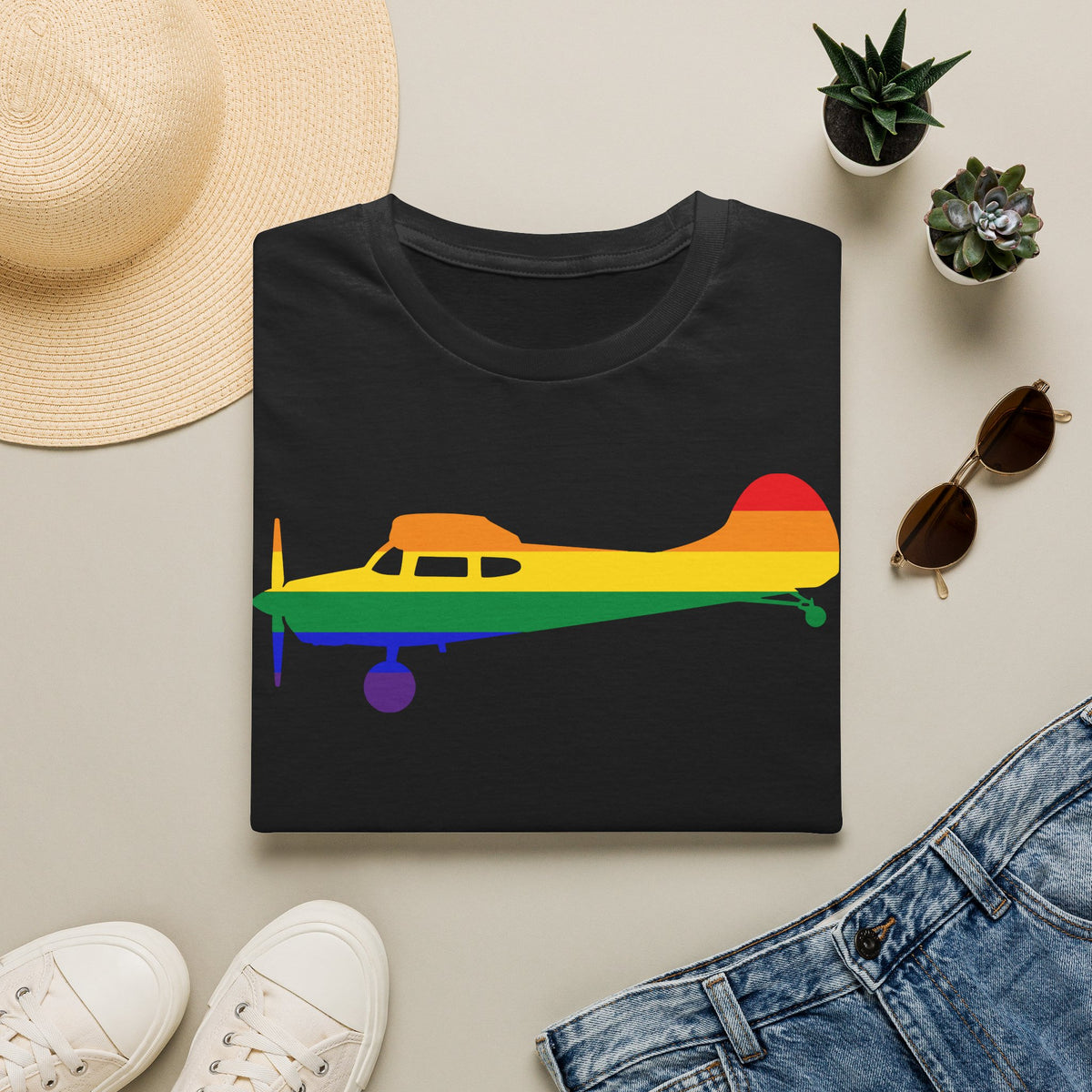 Cessna 170 Rainbow Pride Airplane Silhouette