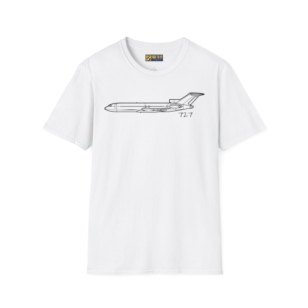 727 T-Shirt – Classic Trijet Airliner Aviation Tee - Pilot gifts - WWII warbird t-shirt
