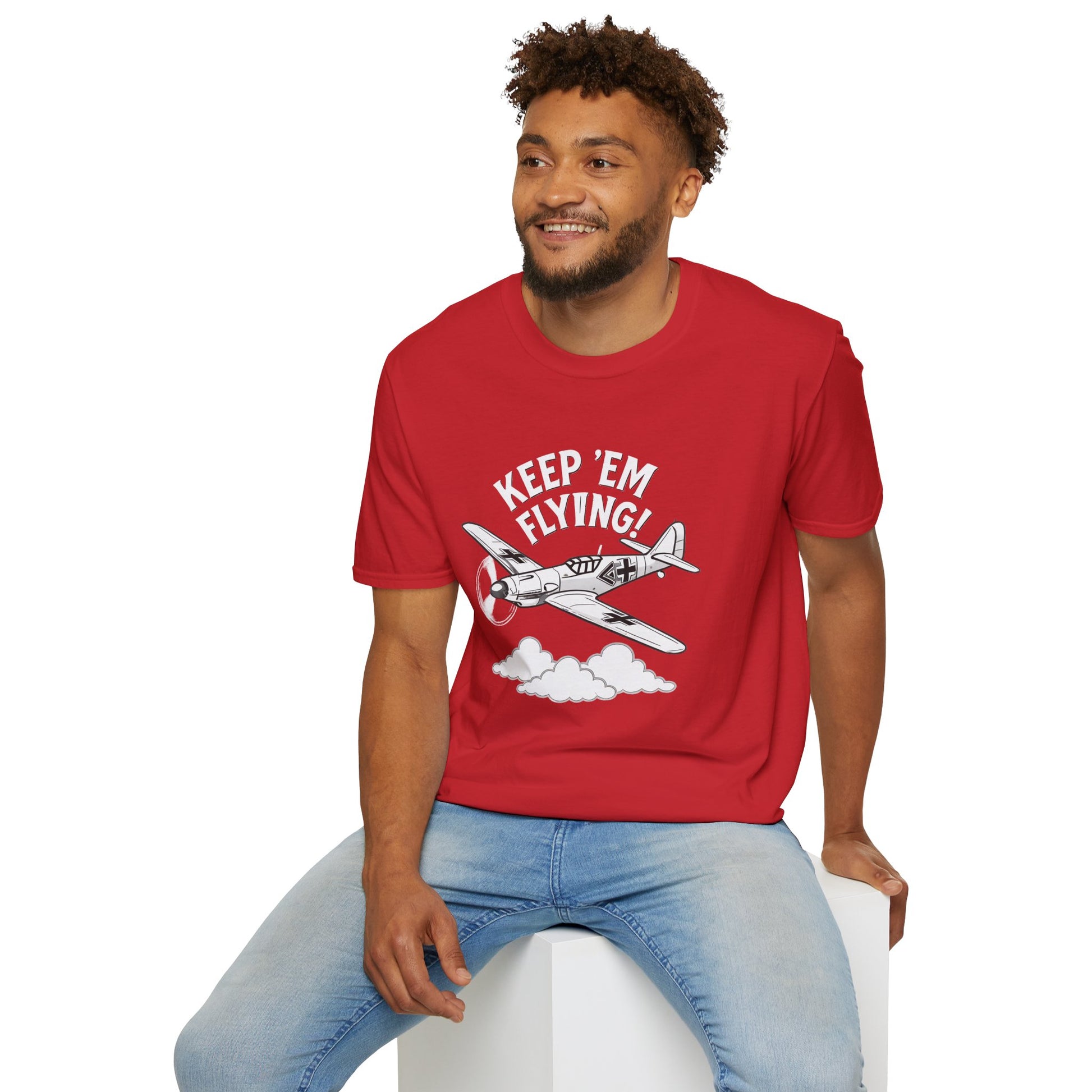 Bf 109 Premium T-Shirt – “Keep ’Em Flying!” WWII Fighter Graphic Tee - Pilot gifts - warbird t-shirt