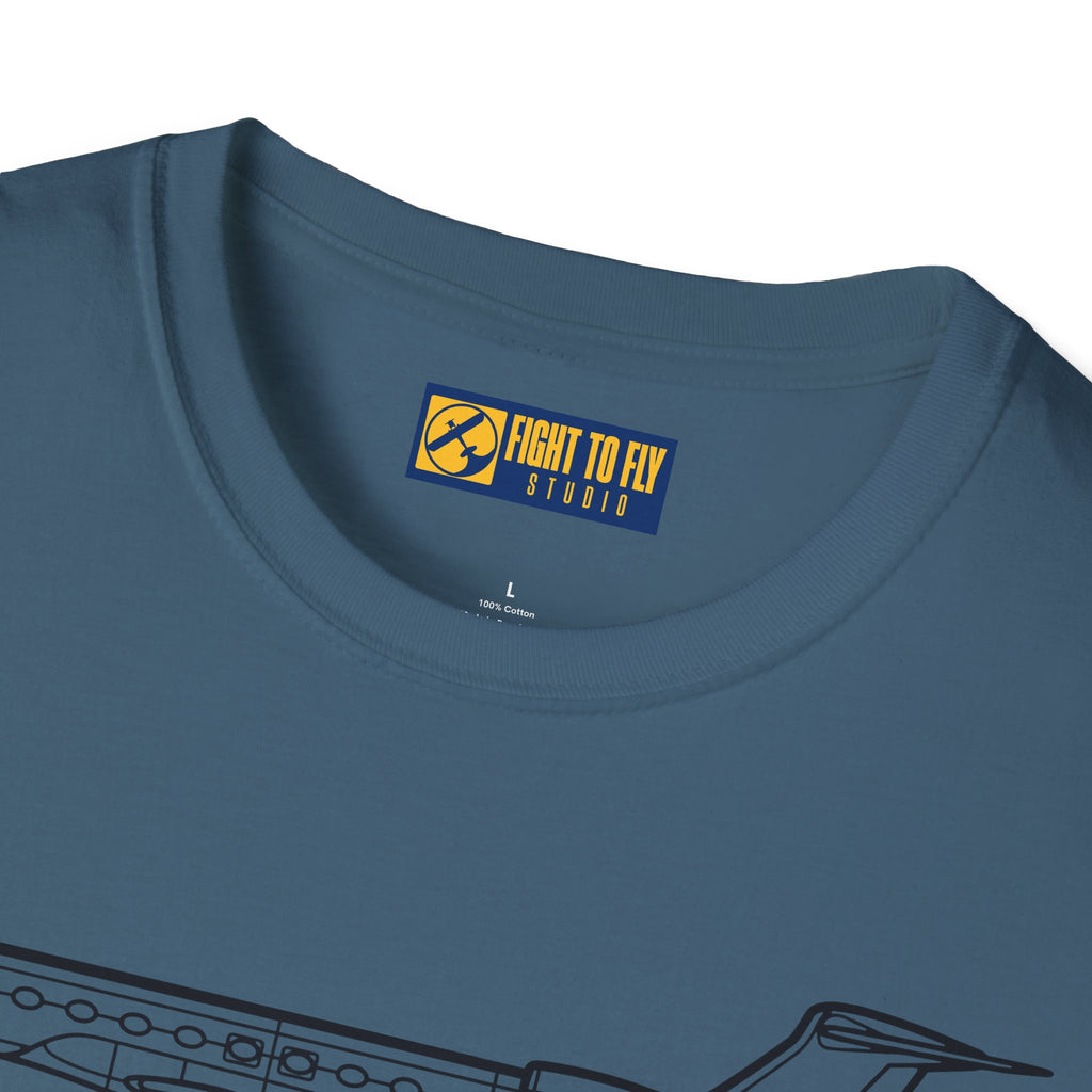 G650 T-Shirt – Gulfstream G650 Private Jet Side Profile Aviation Tee