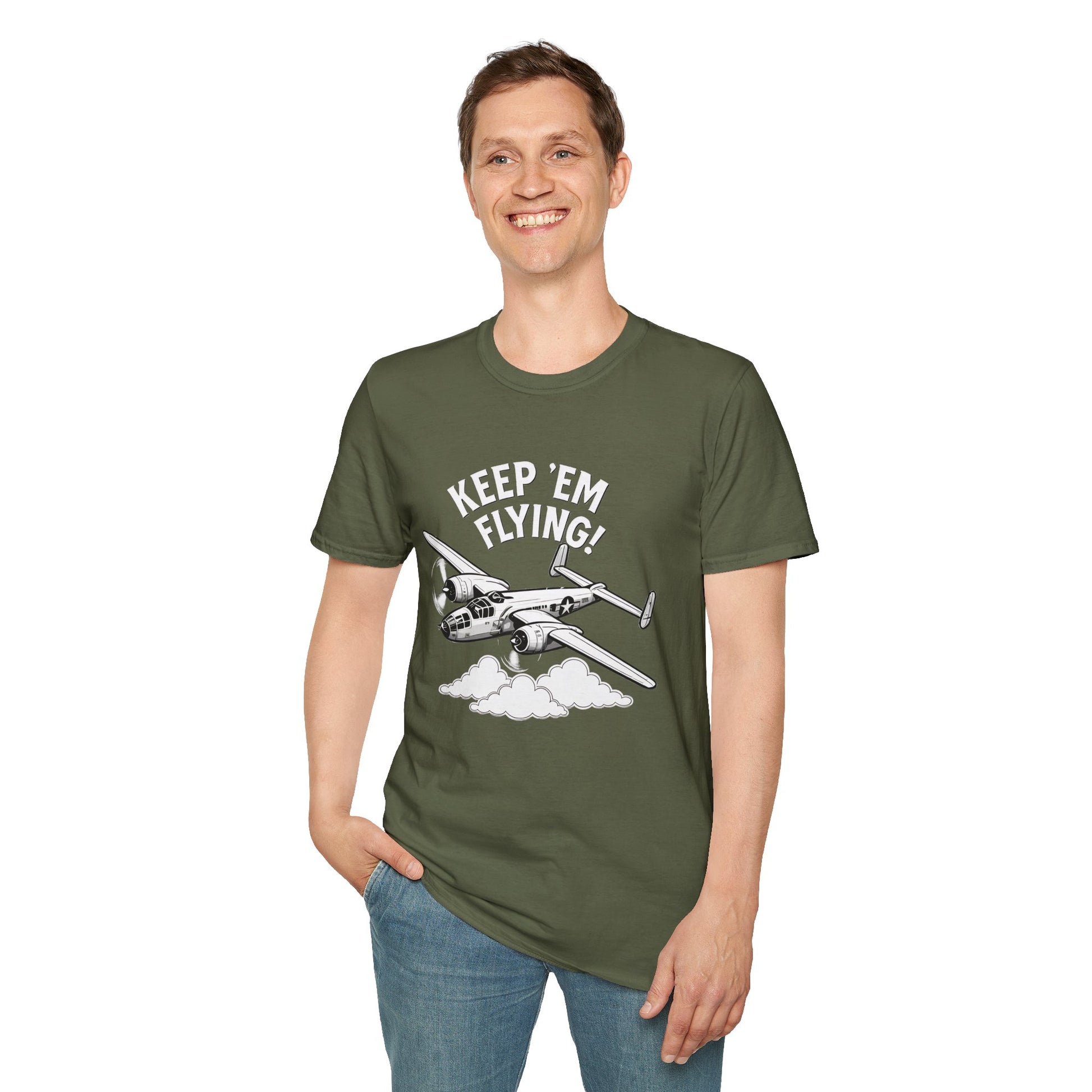 B-25 Premium T-Shirt – “Keep ’Em Flying!” WWII Medium Bomber Graphic Tee - Pilot gifts - warbird t-shirt