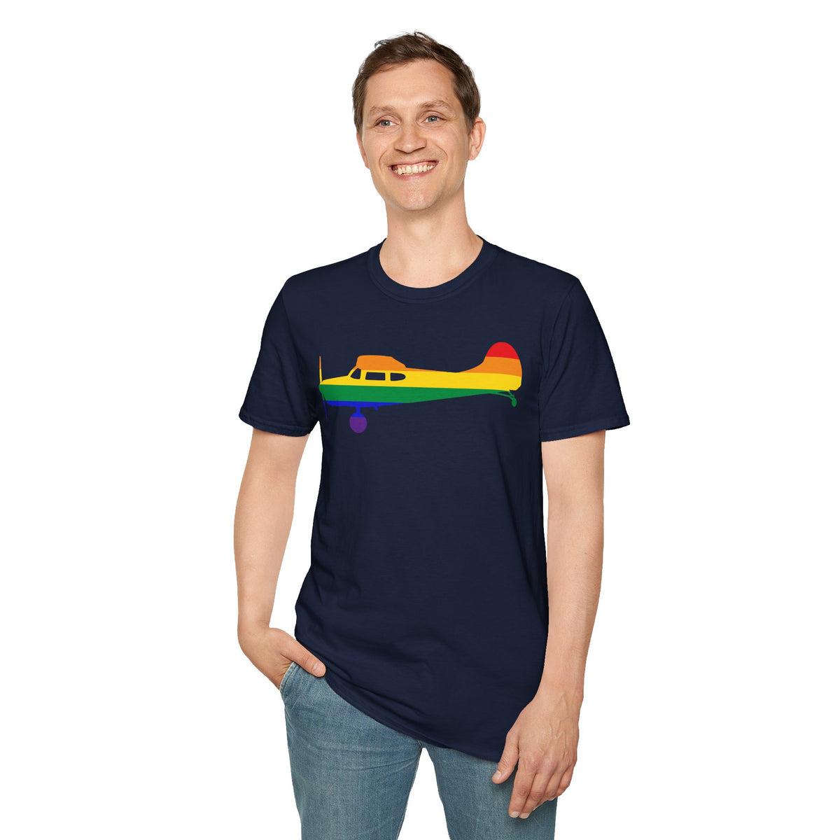 Cessna 170 Rainbow Pride Airplane Silhouette
