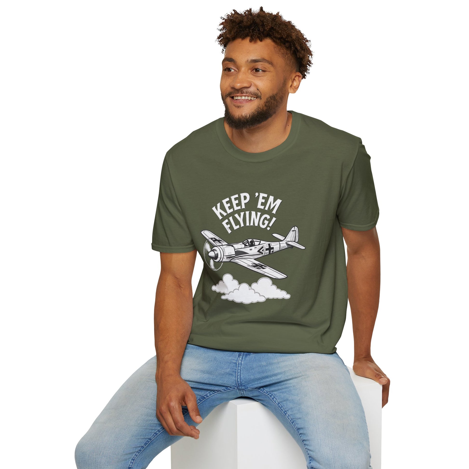 Fw 190 Premium T-Shirt – “Keep ’Em Flying!” WWII Fighter Graphic Tee - Pilot gifts - warbird t-shirt