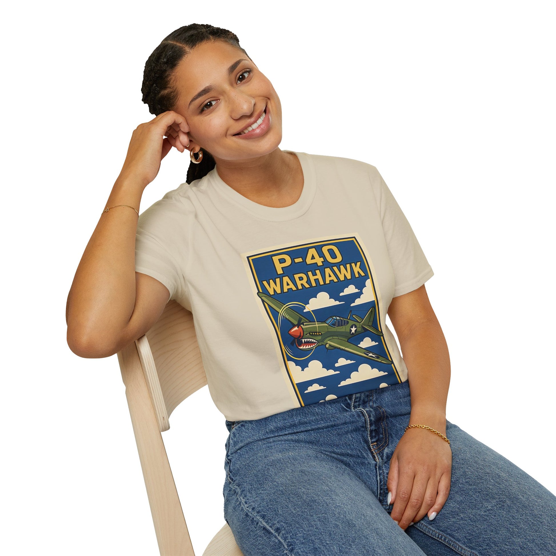 P-40 Premium T-Shirt – Iconic WWII Fighter Full Graphic Aviation Tee - Pilot gifts - warbird t-shirt