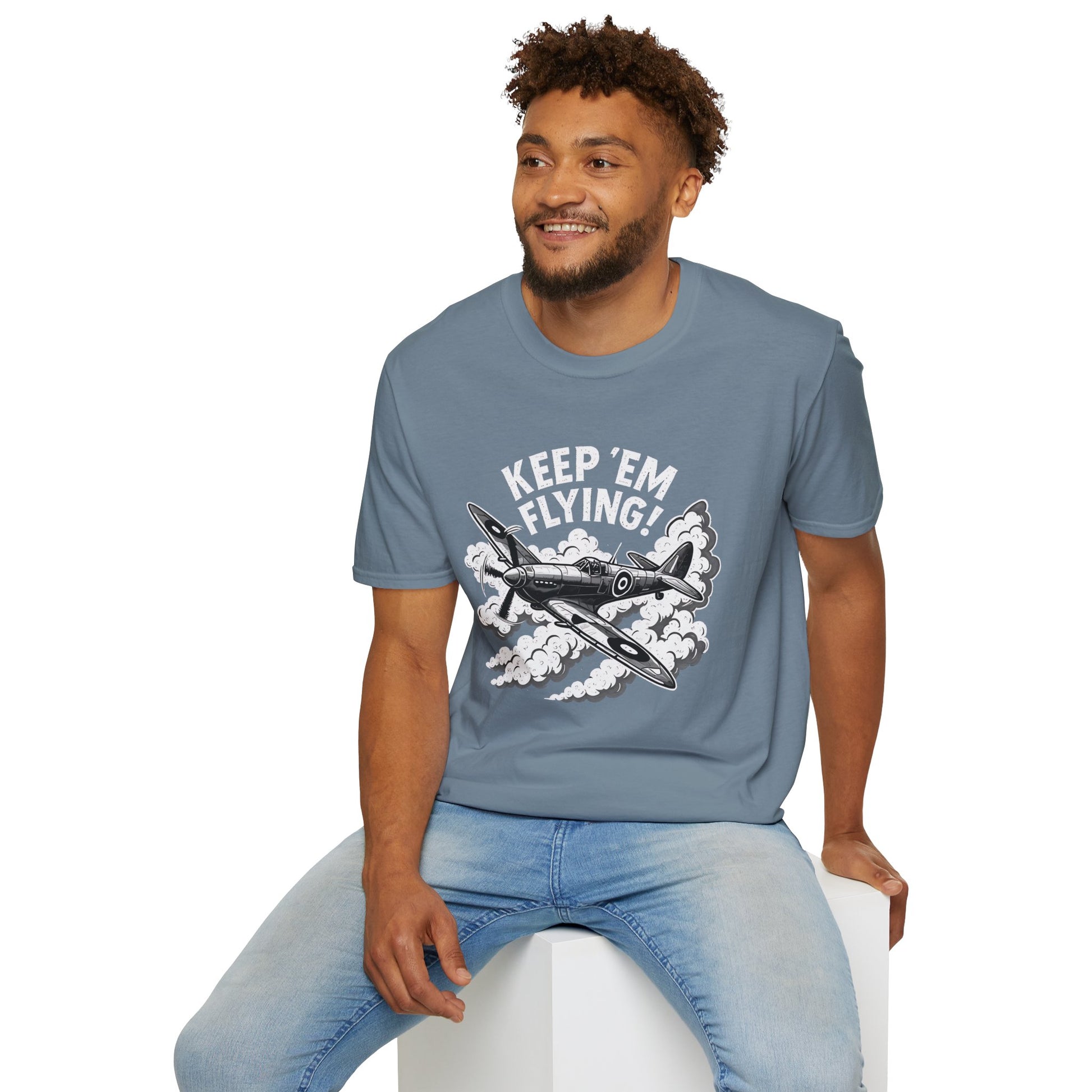 Spitfire Premium T-Shirt – “Keep ’Em Flying!” WWII British Fighter Graphic Tee - Pilot gifts - warbird t-shirt