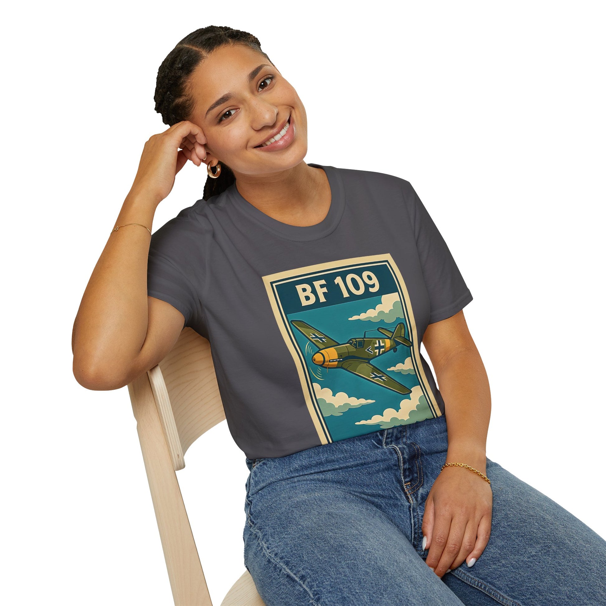 Bf 109 Premium T-Shirt – Iconic WWII Fighter Full Print Aviation Tee - Pilot gifts - warbird t-shirt