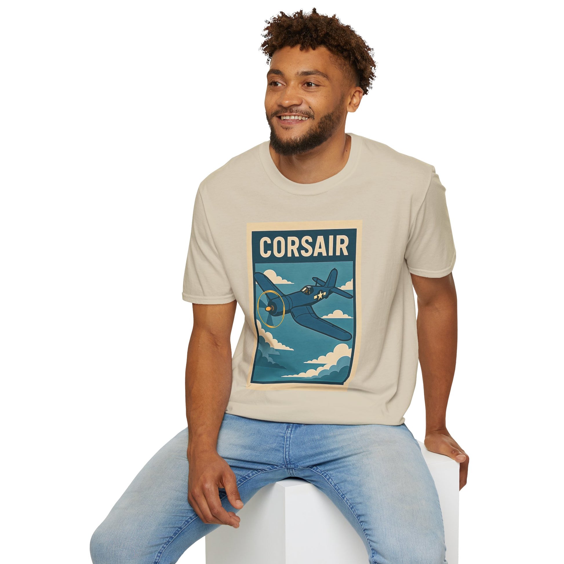 F4U Corsair Premium T-Shirt – Bent-Wing Fighter Full Graphic WWII Aviation Tee - Pilot gifts - warbird t-shirt