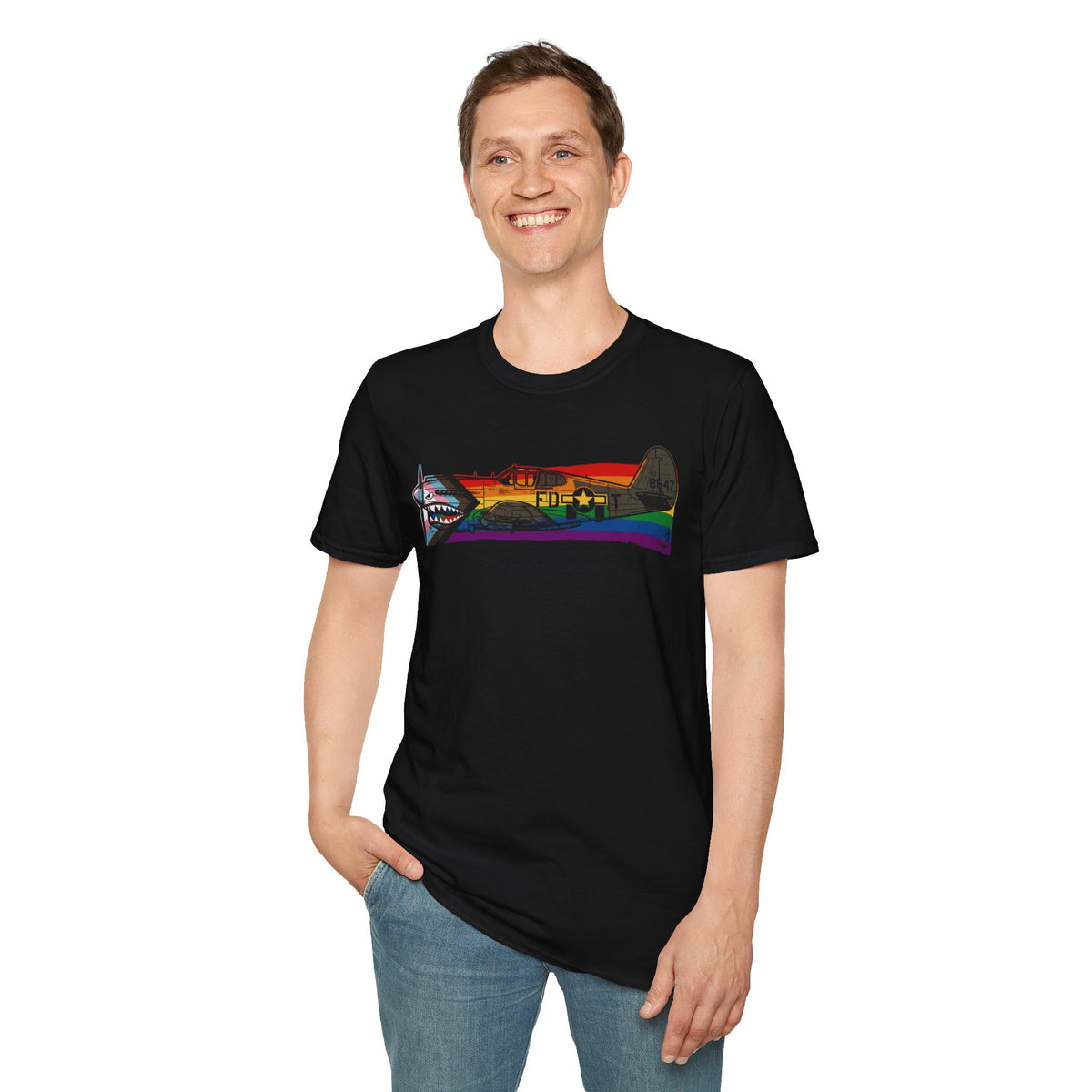 P-40 Warhawk Progress Pride Vintage Warbird T-Shirt